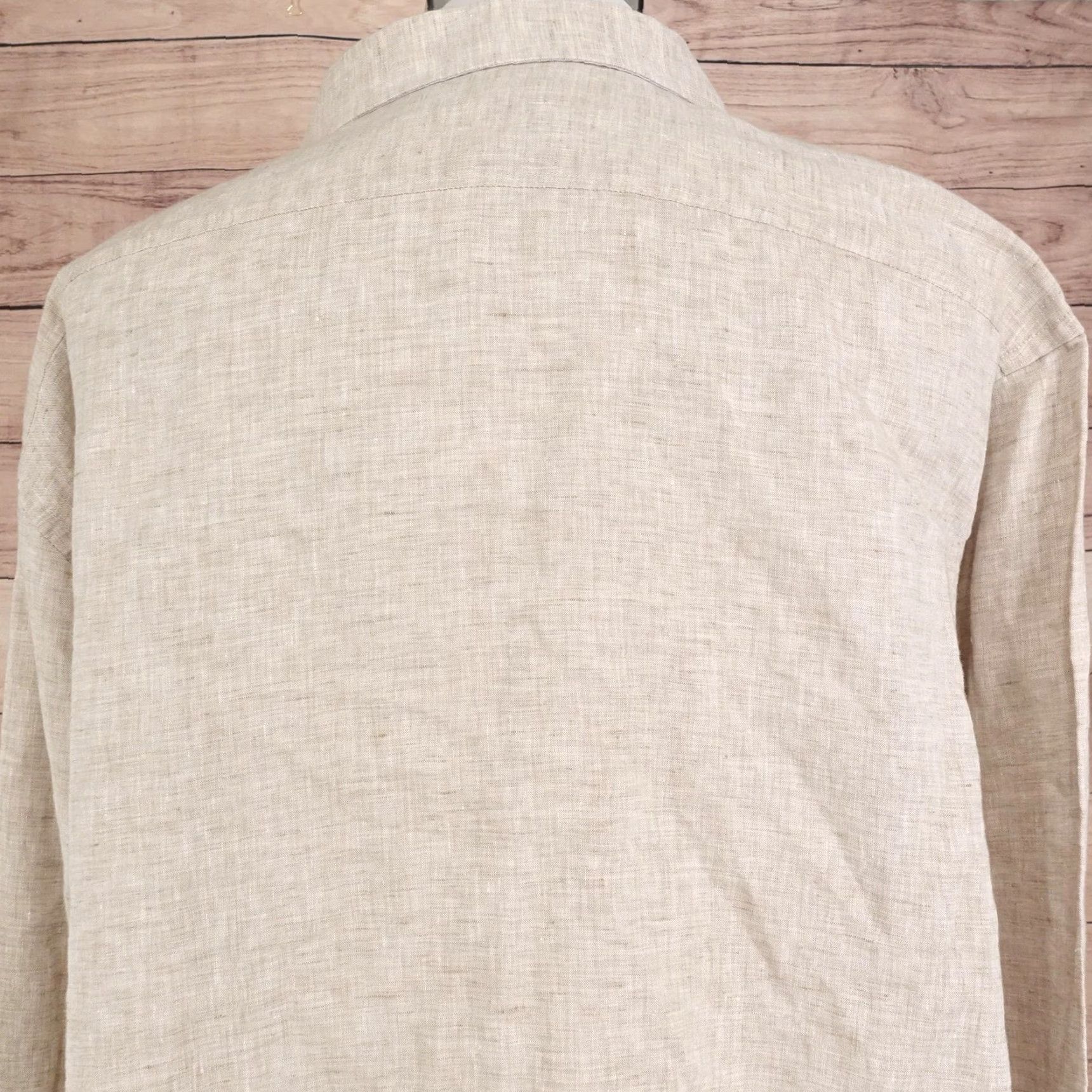 Joseph Abboud Joseph Abboud Shirt Mens 2XL Beige Solid Long Sleeve Linen Button Up Casual Size US XXL / EU 58 / 5 - 5 Thumbnail