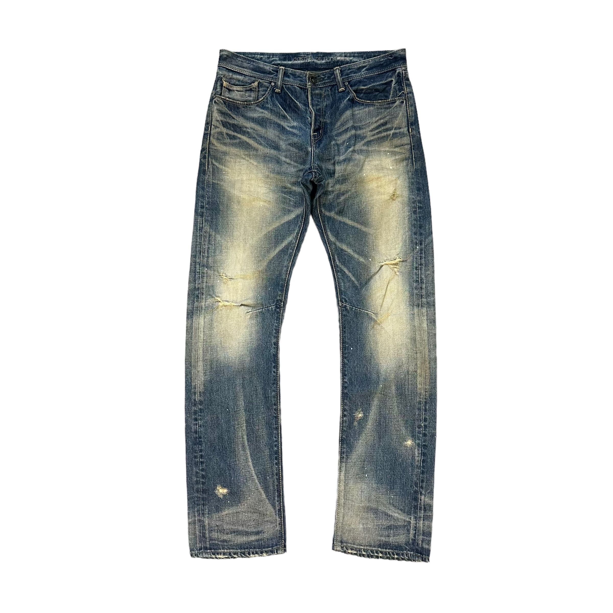 GOSTAR DE FUGA TRASHED🔥 GOSTA DE FUGA FLY BUTTON WASHED JEANS #7628-158 Size 33" - 1 Thumbnail