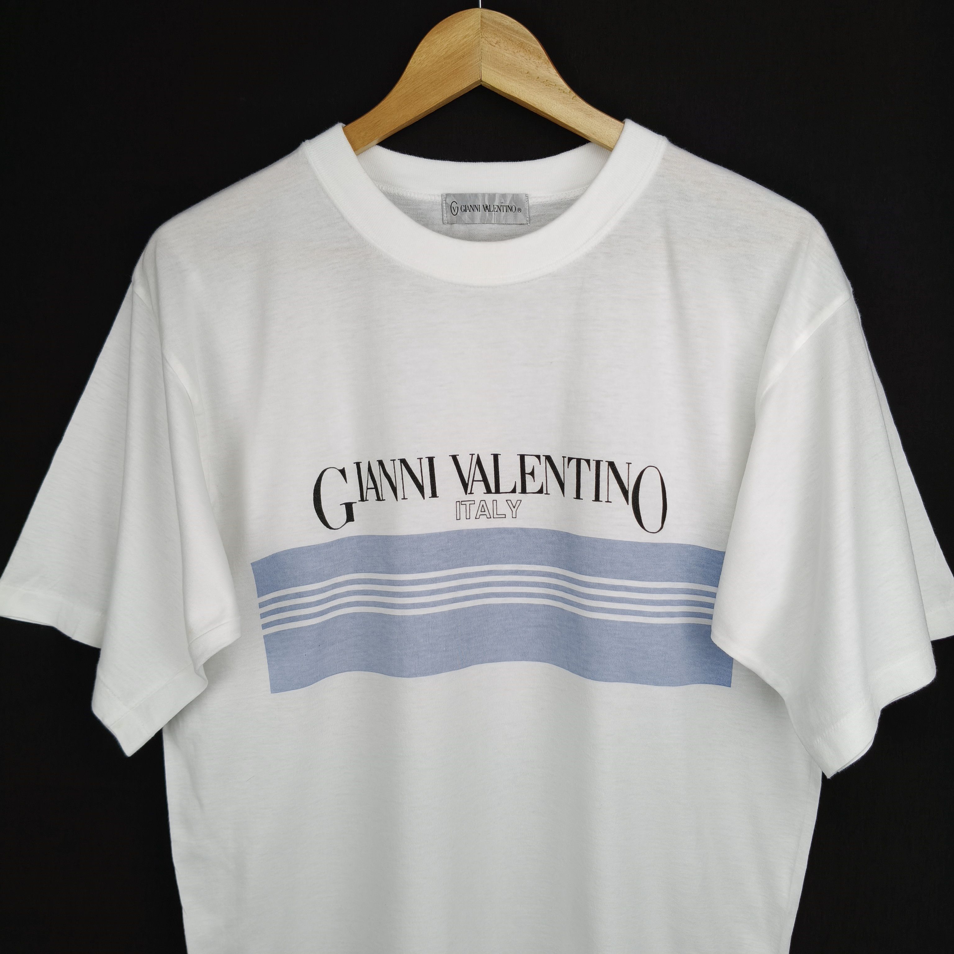 Vintage Gianni Valentino Spell Out Big Logo White Tee Shirt
