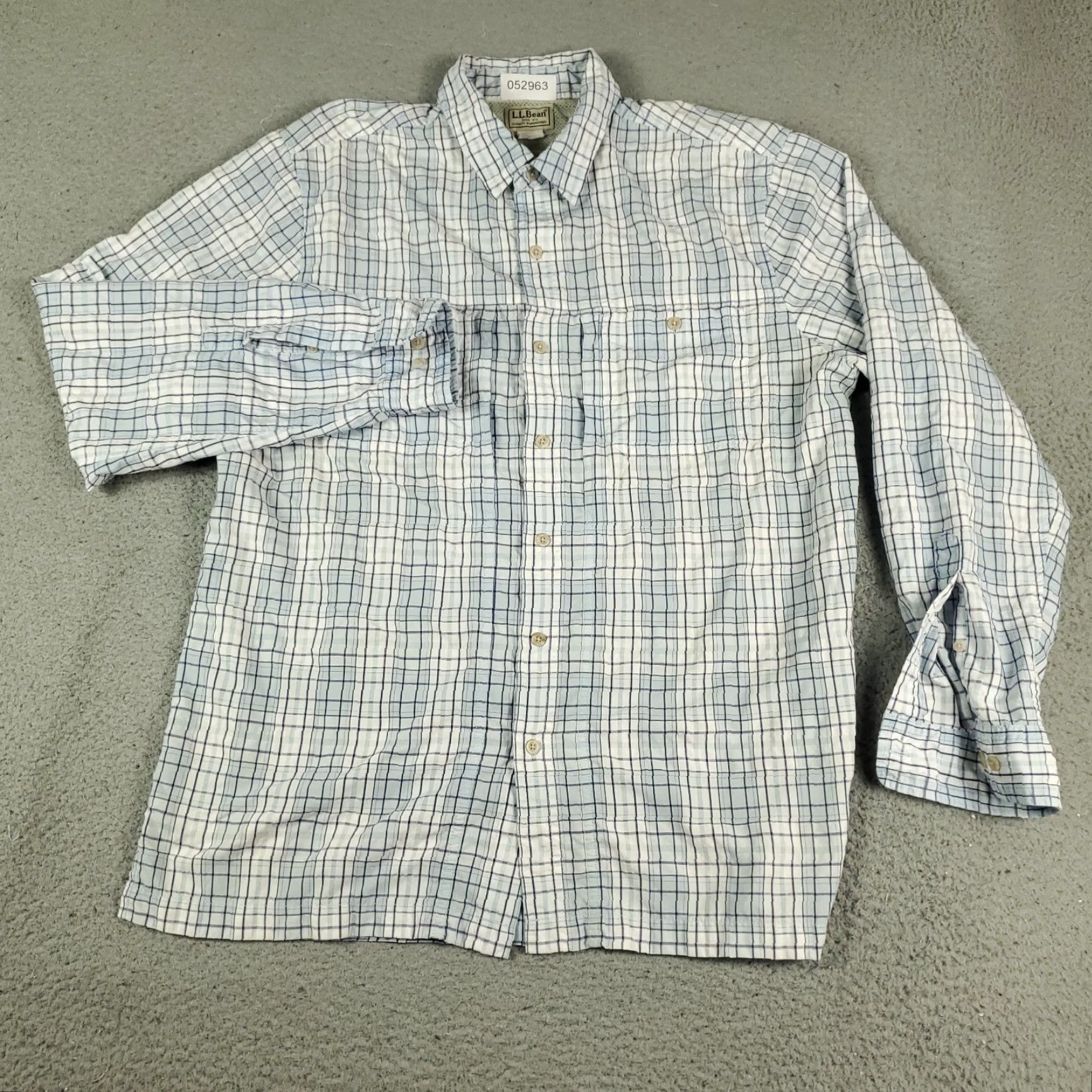 Vintage L.L. Bean Shirt Mens Medium Blue Plaid Nylon Button-Up Long Sleeve Adult Medium Blue Plaid Button-Front SS Classic American Preppy Mens Size US M / EU 48-50 / 2 - 2 Thumbnail