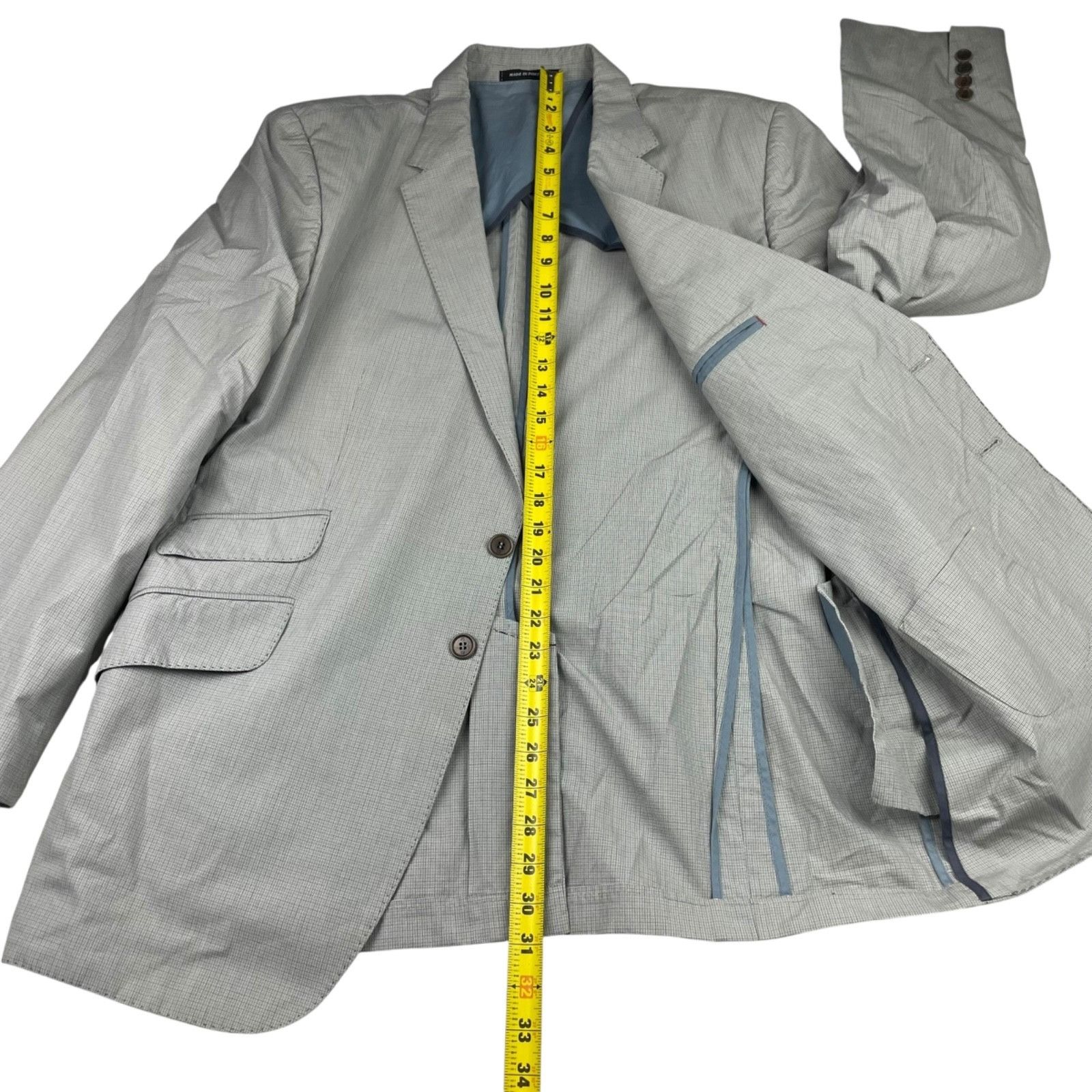 Paul Smith Paul Smith Men’s 100% Cotton 2-Button Blazer Gray/Navy Plaid Size 46R - 13 Thumbnail