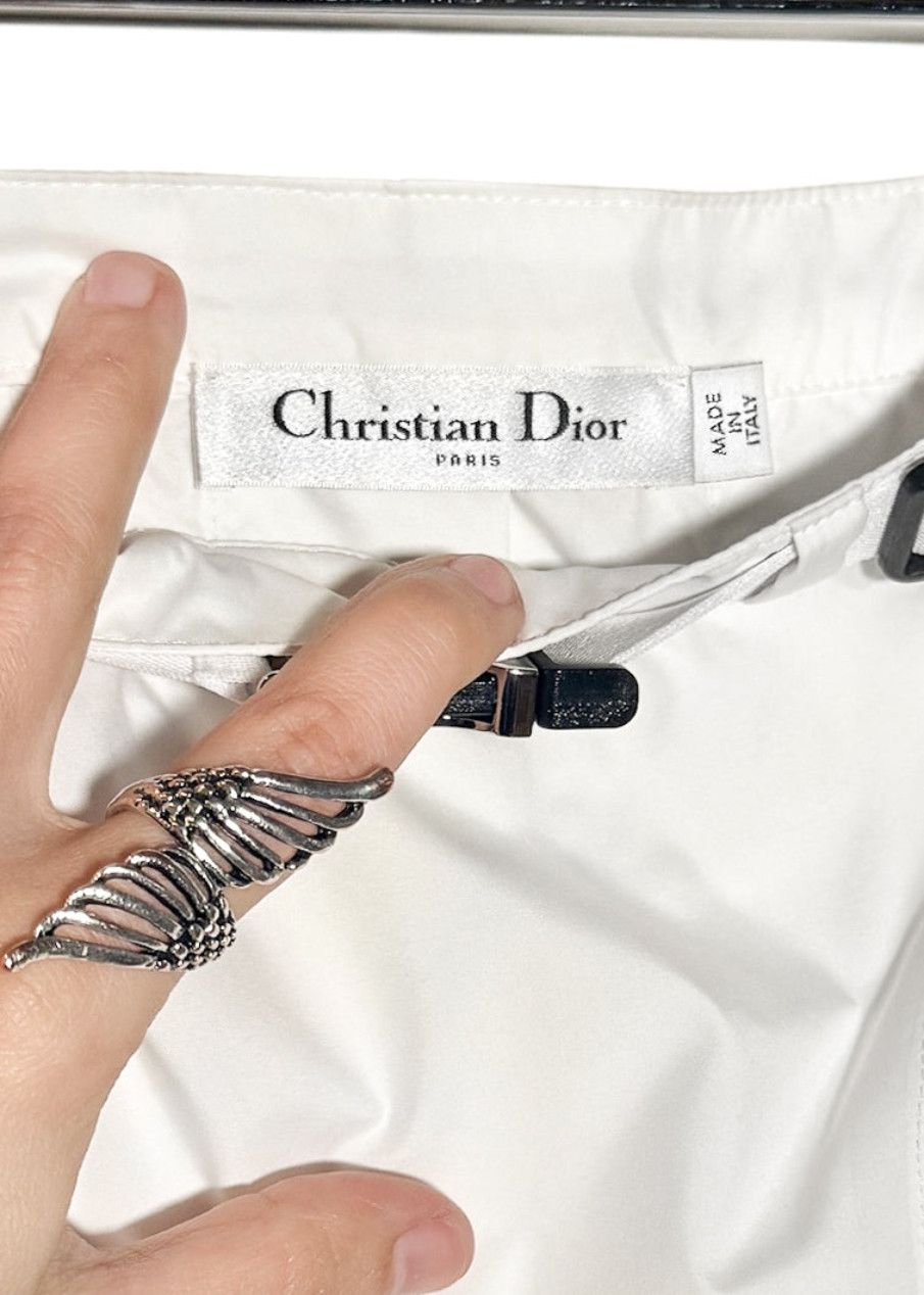 Dior Dior White Utility Belted Rear-Pleated Mini Skirt Size 30" / US 8 / IT 44 - 6 Thumbnail