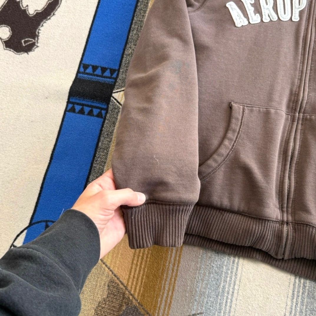 Aeropostale VINTAGE Aeropostale Hoodie Full Zip Women XL Brown Y2K Grunge Skate Cyber Faux Fur Lined Long Sleeve Regular Fit Sweatshirt Size XL / US 12-14 / IT 48-50 - 7 Thumbnail