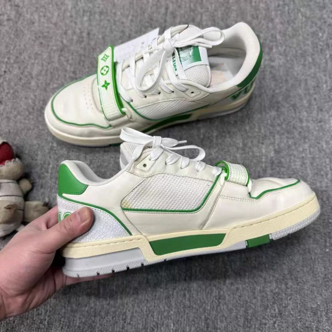 Louis Vuitton LV White Green Velcro Trainer 42 99 New Size US 9 / EU 42 - 3 Thumbnail