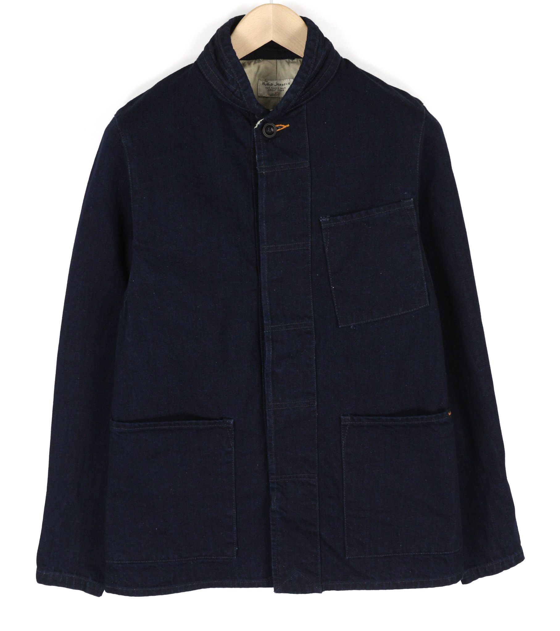 Nudie Jeans JULIUS XS Core Blue Buttoned Pockets Logo Jacket 81025 Size US XS / EU 42 / 0 - 1 Thumbnail