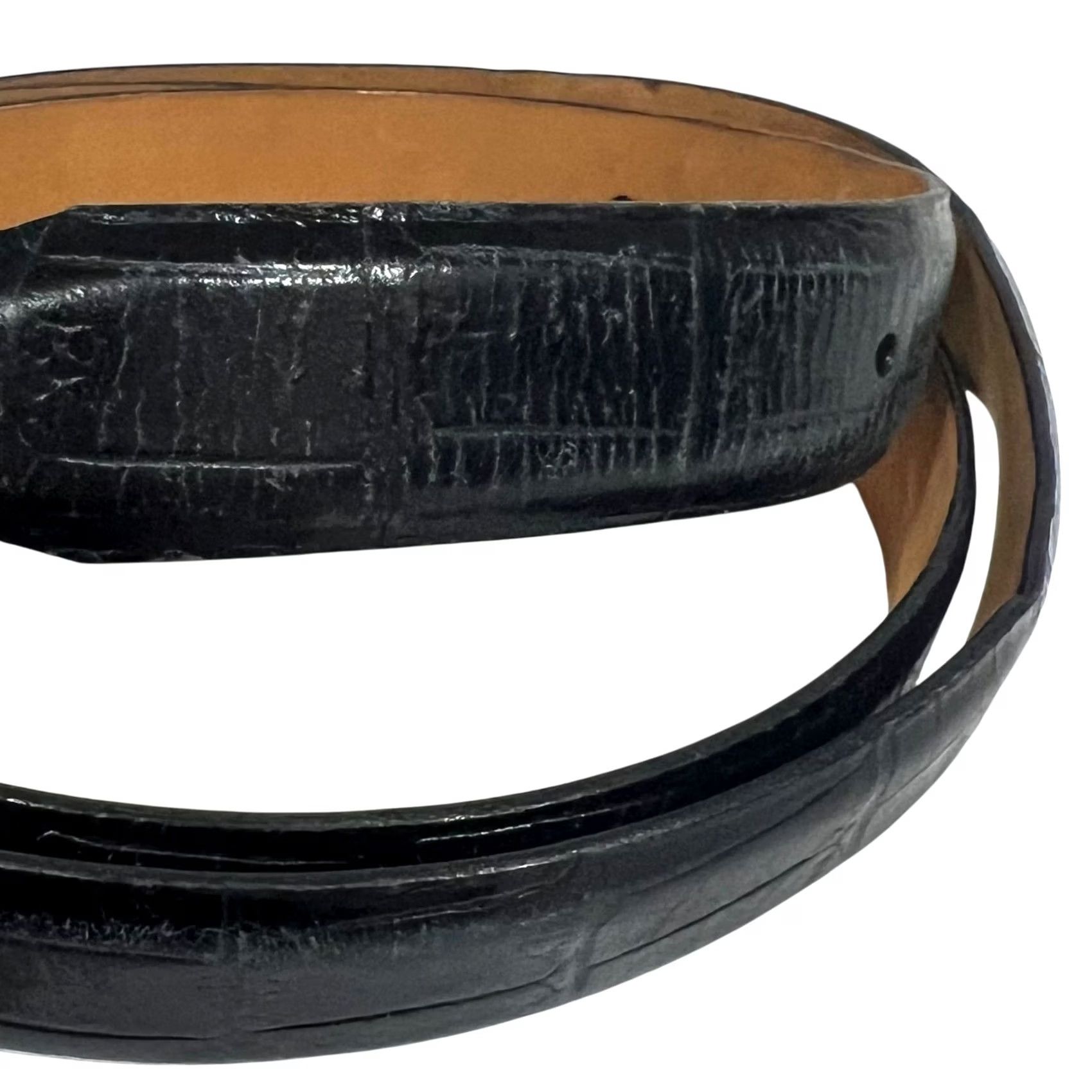 Skin Romo Tulliani Belt Men 60 Black Croc Textured Embossed Calf Leather Italy Size ONE SIZE - 3 Thumbnail