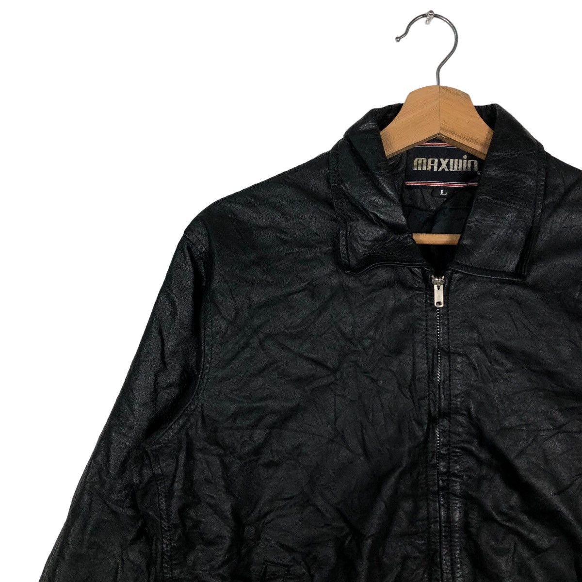Genuine Leather 🔥90’s Maxwin Vintage Bomber Leather Jacket Issey Miyake Size US L / EU 52-54 / 3 - 6 Thumbnail