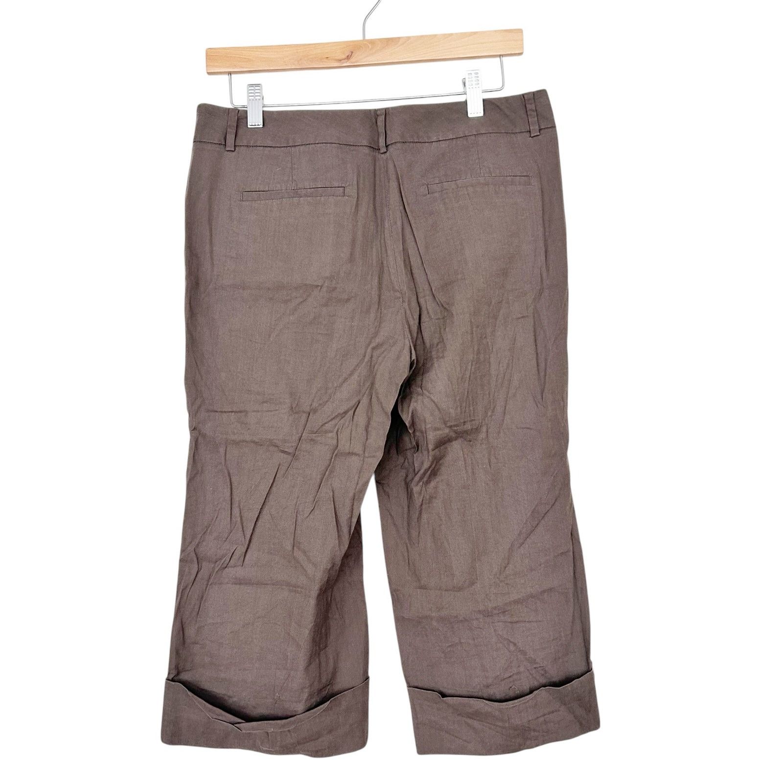 Other Gianni Bini Brown Linen Blend Cropped Pants Sz 8 Size 30" / US 8 / IT 44 - 3 Thumbnail