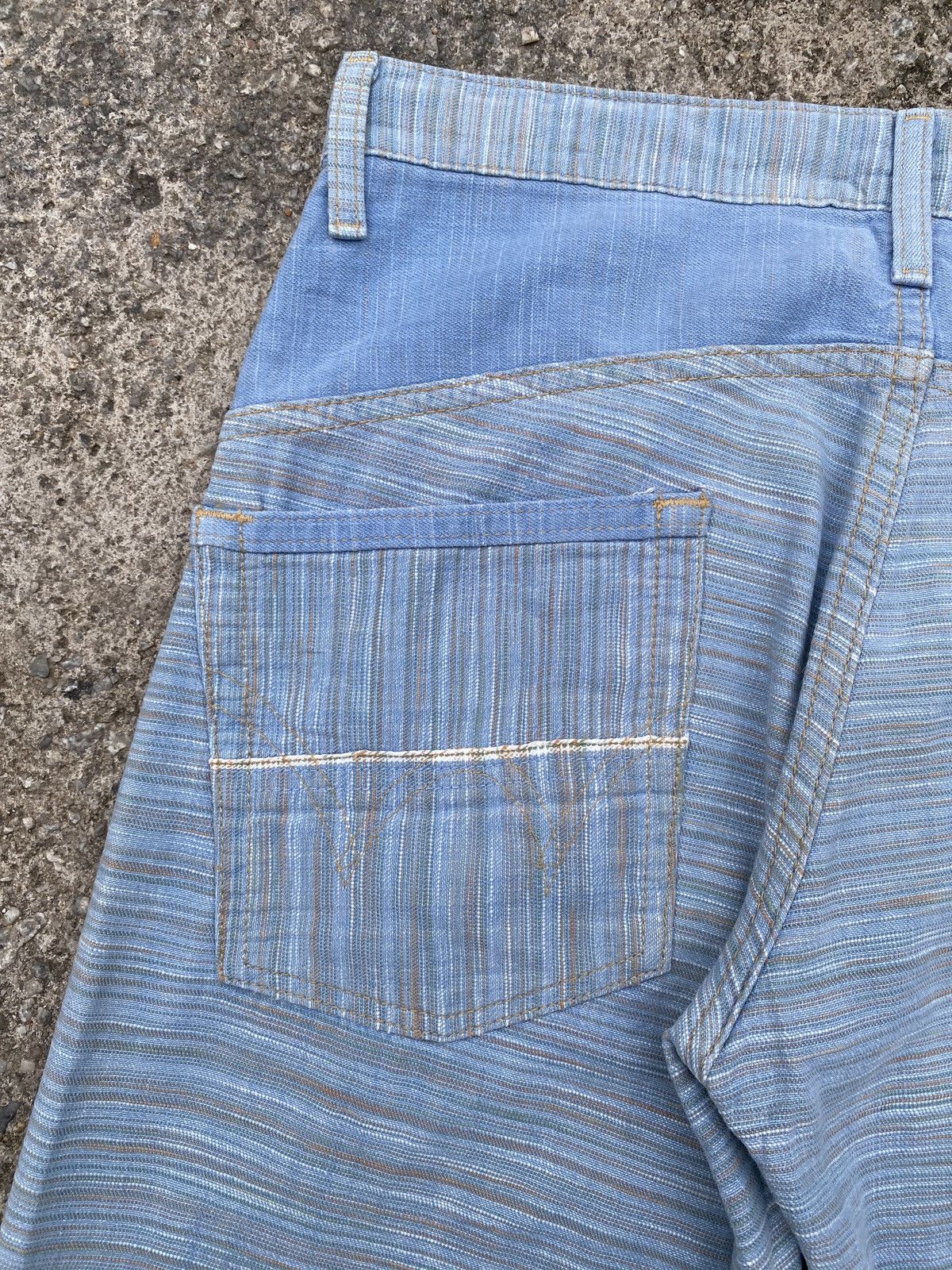 Edwin × Japanese Brand × Tornado Mart 1990s - Edwin Green Selvadge Woven Pinstripes Denim Size US 31 - 16 Thumbnail