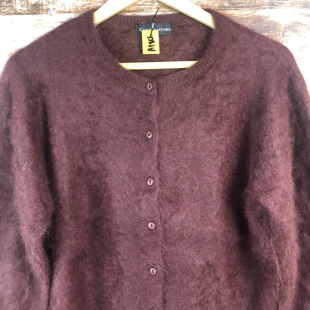Japanese Brand Candornafi’ore Maroon mohair fur Cardigan Knitwear #A1866 Size M / US 6-8 / IT 42-44 - 5 Thumbnail