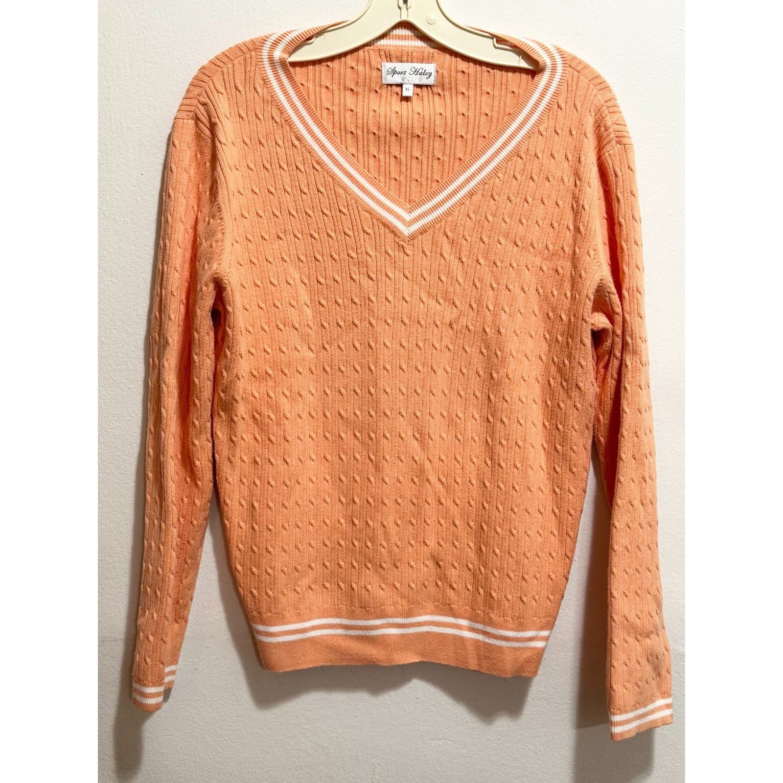 Other Sport Haley orange cable knit V neck sweater XL Size XL / US 12-14 / IT 48-50 - 1 Thumbnail
