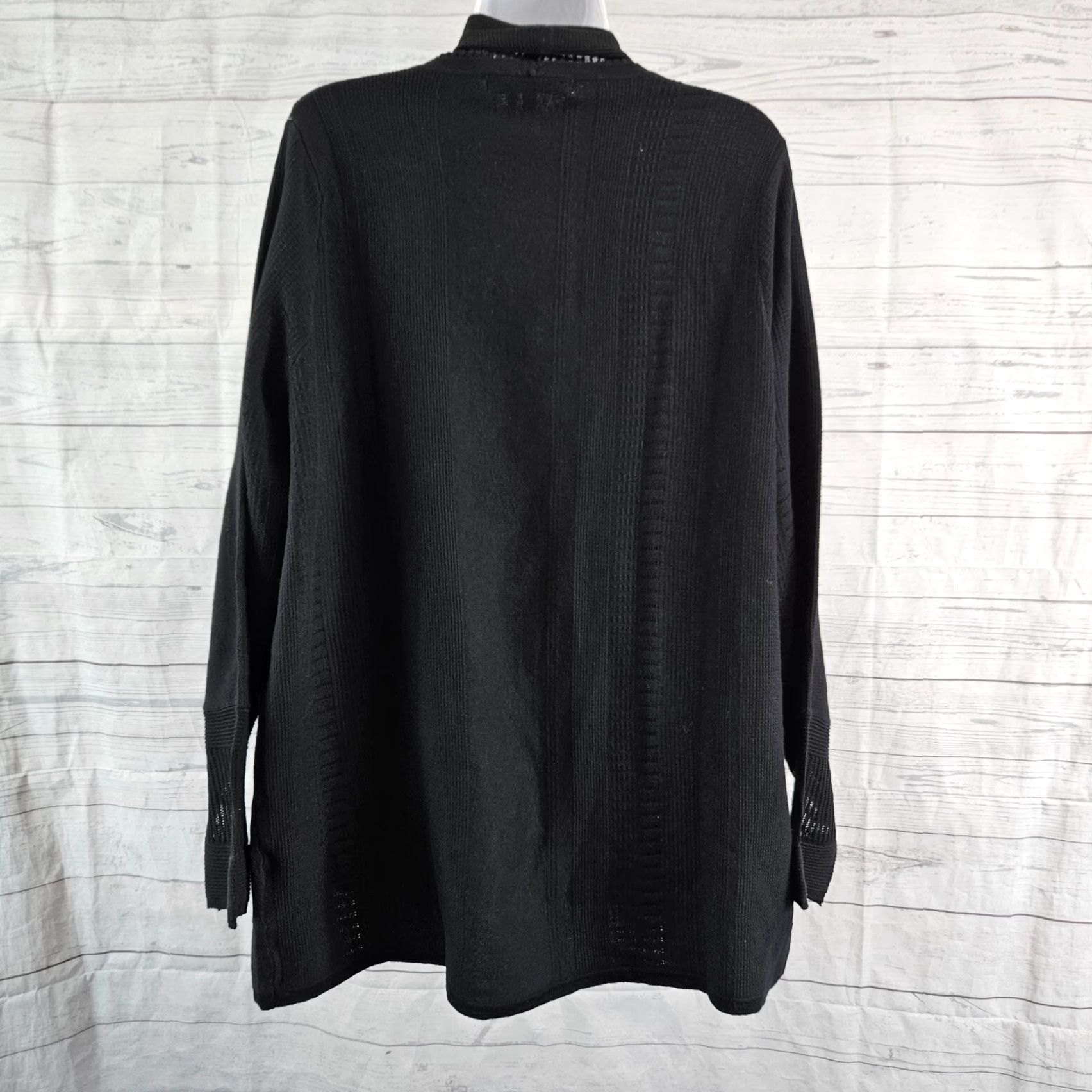 Vintage Foxcroft Cardigan Women's XL Black Open Front Long Sleeve Cotton Blend Sweater Size XL / US 12-14 / IT 48-50 - 4 Thumbnail