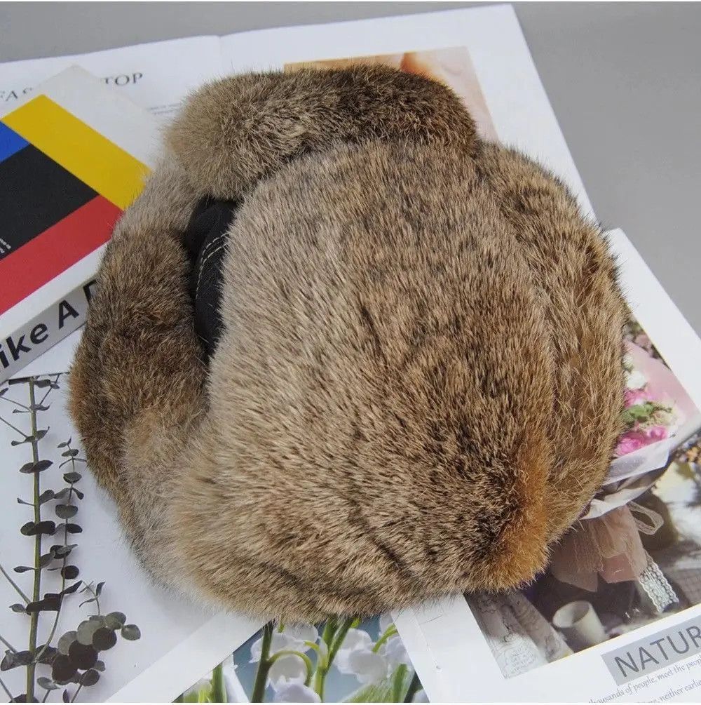 Vintage Unisex Genuine Sheepskin Real Rabbit Fur Hats Size ONE SIZE - 8 Thumbnail