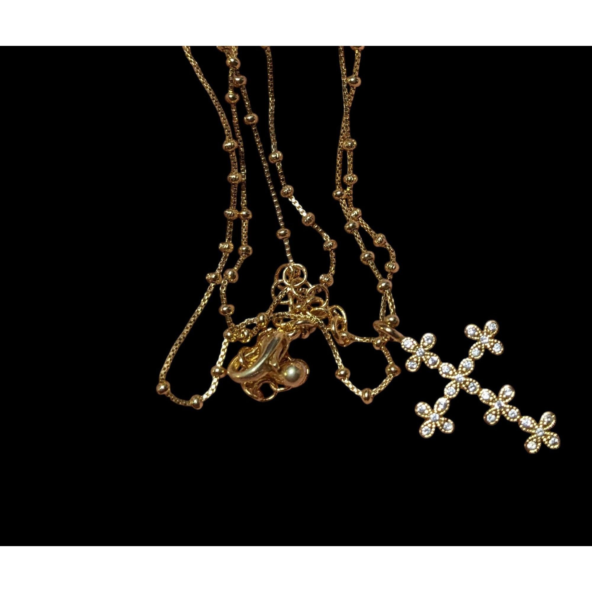 Other Dainty Minimalist Gold Tone Gemmed Cross Necklace Size ONE SIZE - 5 Thumbnail