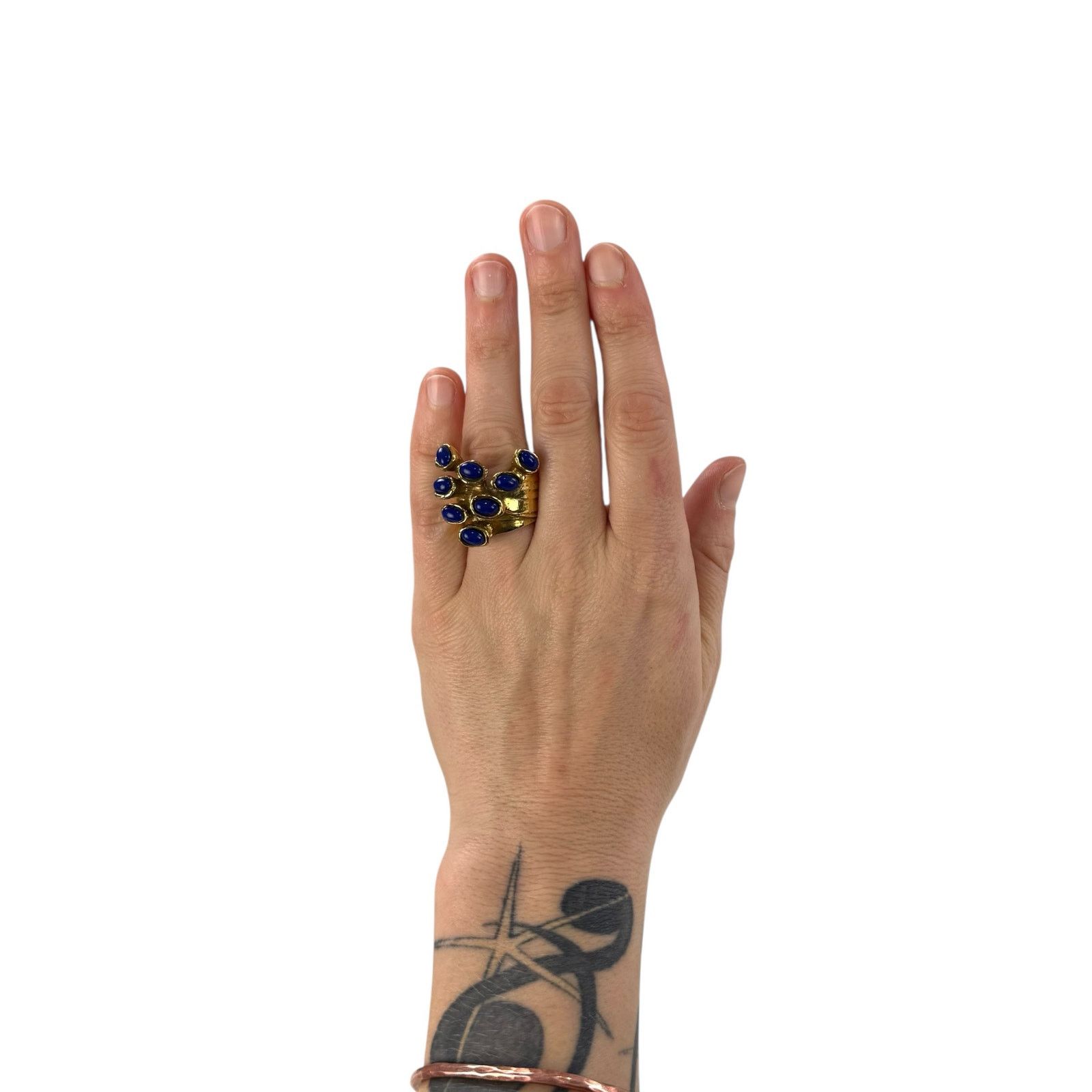 Yves Saint Laurent YSL Vintage Blue Stone Ring Size ONE SIZE - 2 Thumbnail