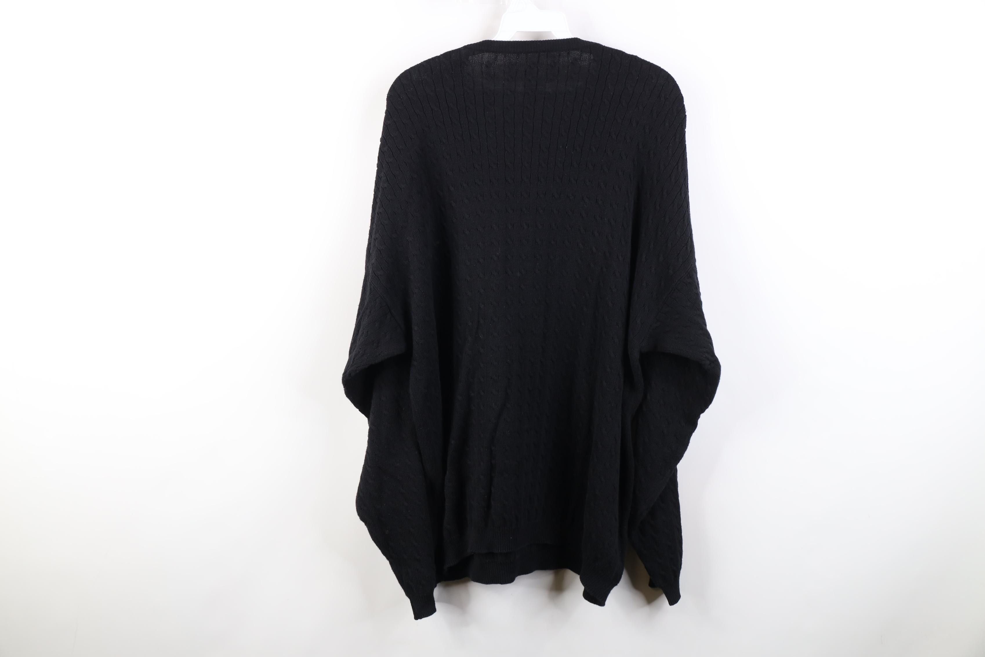 Vintage Vintage 90s Streetwear Cable Knit V-Neck Sweater Black Size US XL / EU 56 / 4 - 8 Thumbnail