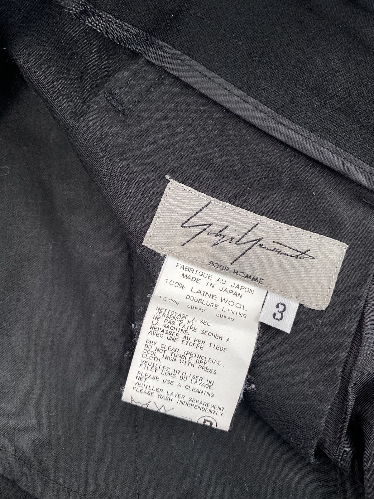 Yohji Yamamoto Black Tailored Trouser Size 34R - 3 Thumbnail