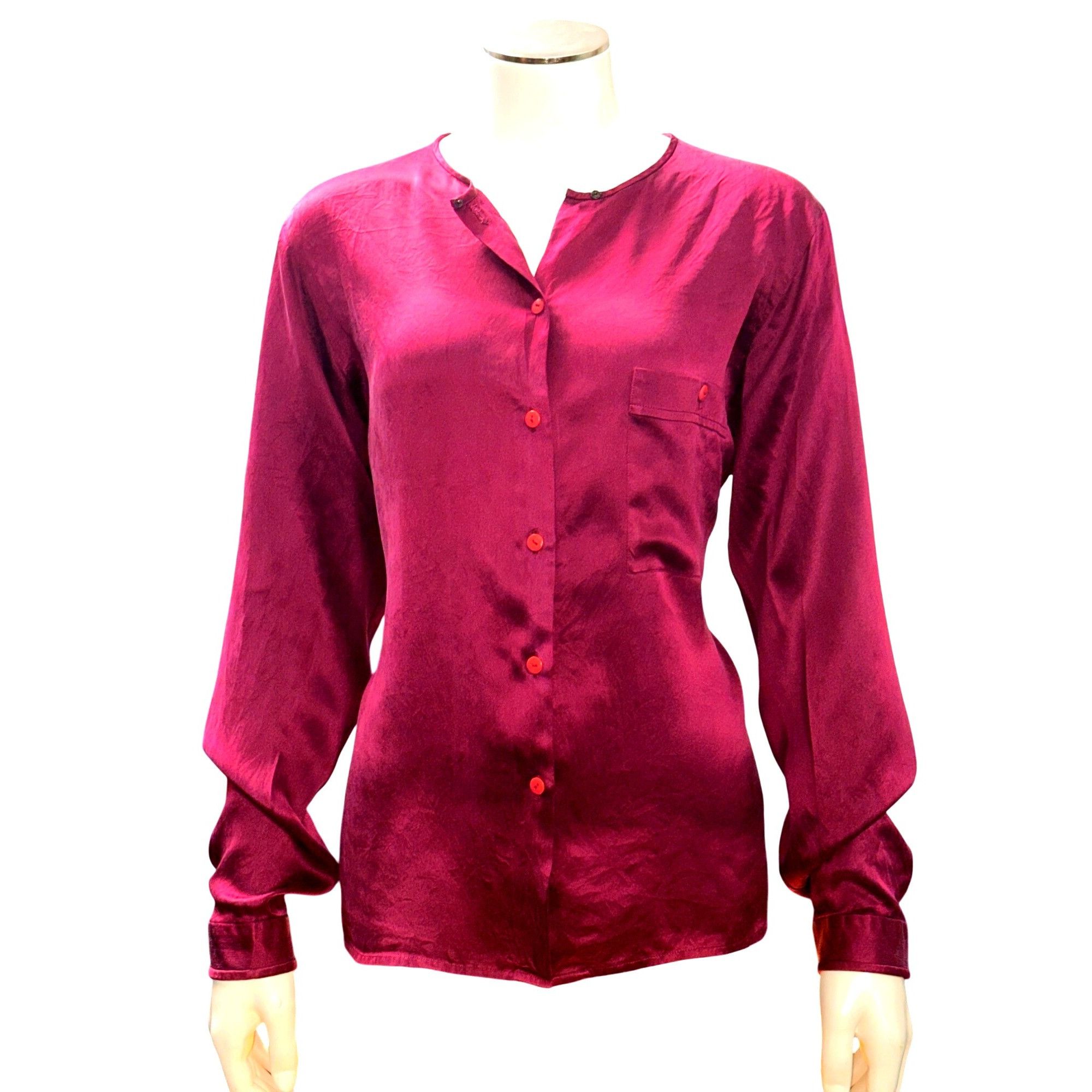 Other Vintage All Silk Blouse by Jonathan Logan 14 Magenta Long Sl Size XL / US 12-14 / IT 48-50 - 2 Thumbnail