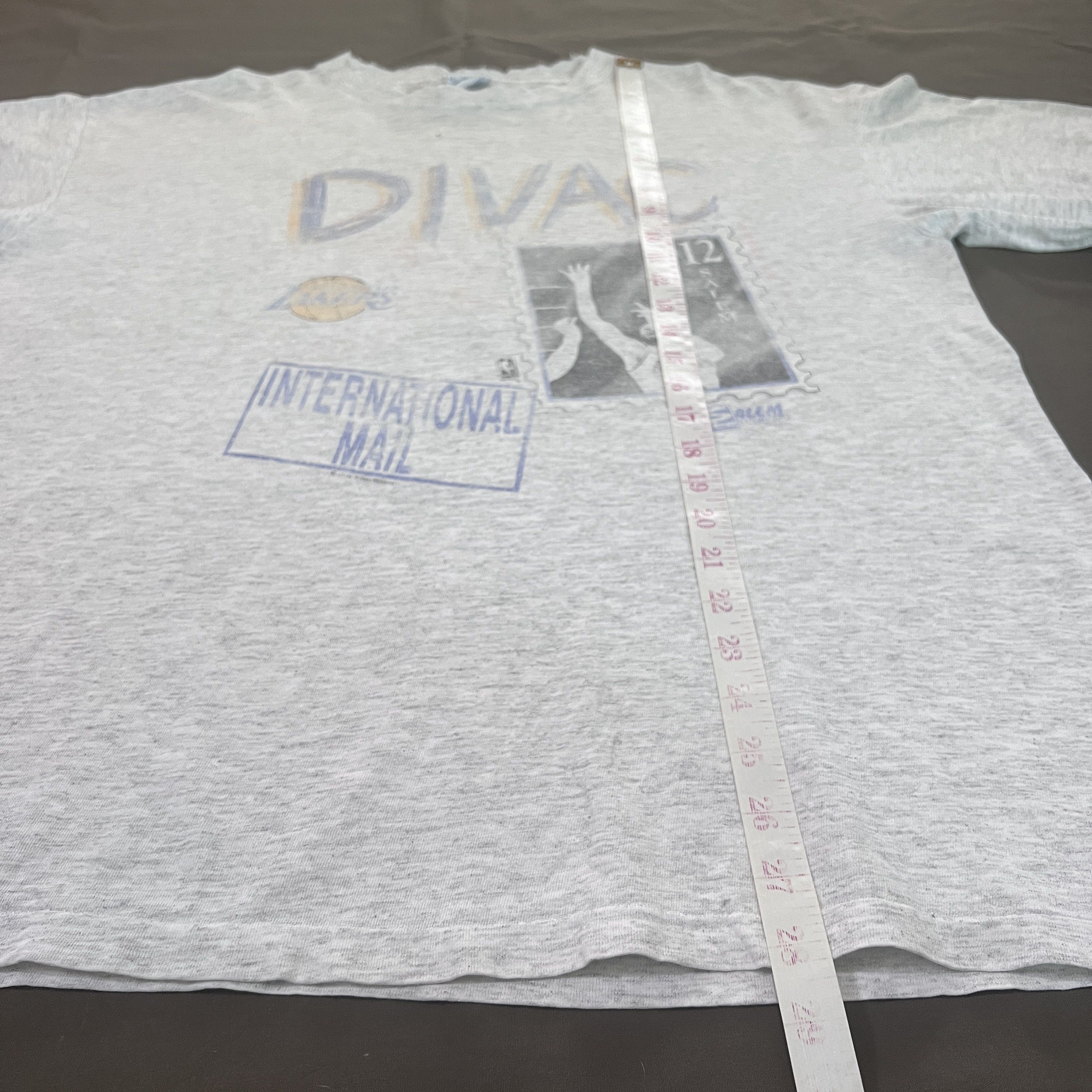 NBA Vintage 90s Divac LA Lakers Distressed Faded Thrashed Tee Size US XL / EU 56 / 4 - 17 Thumbnail