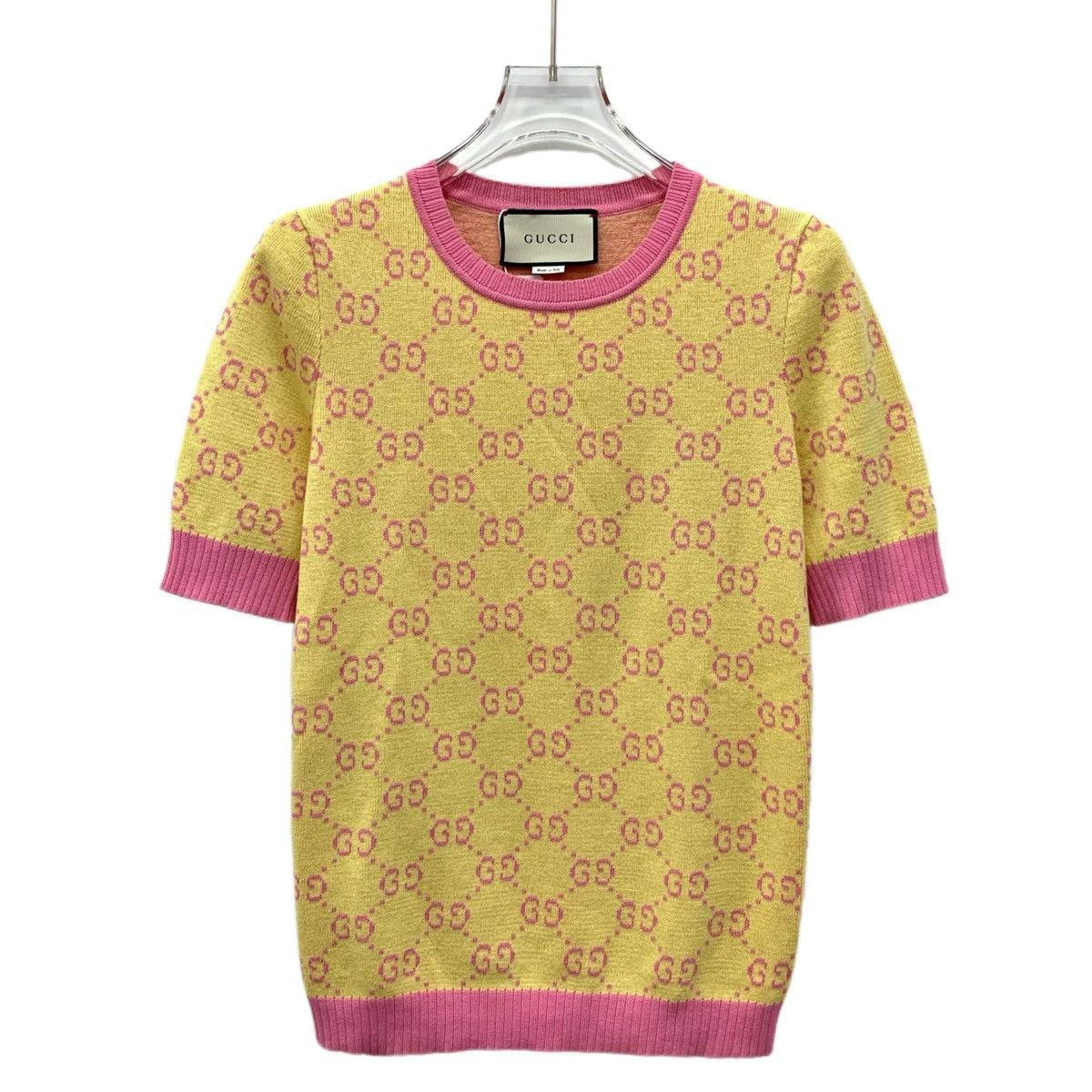Gucci Logo All Over Print Cotton Short Sleeve Knit