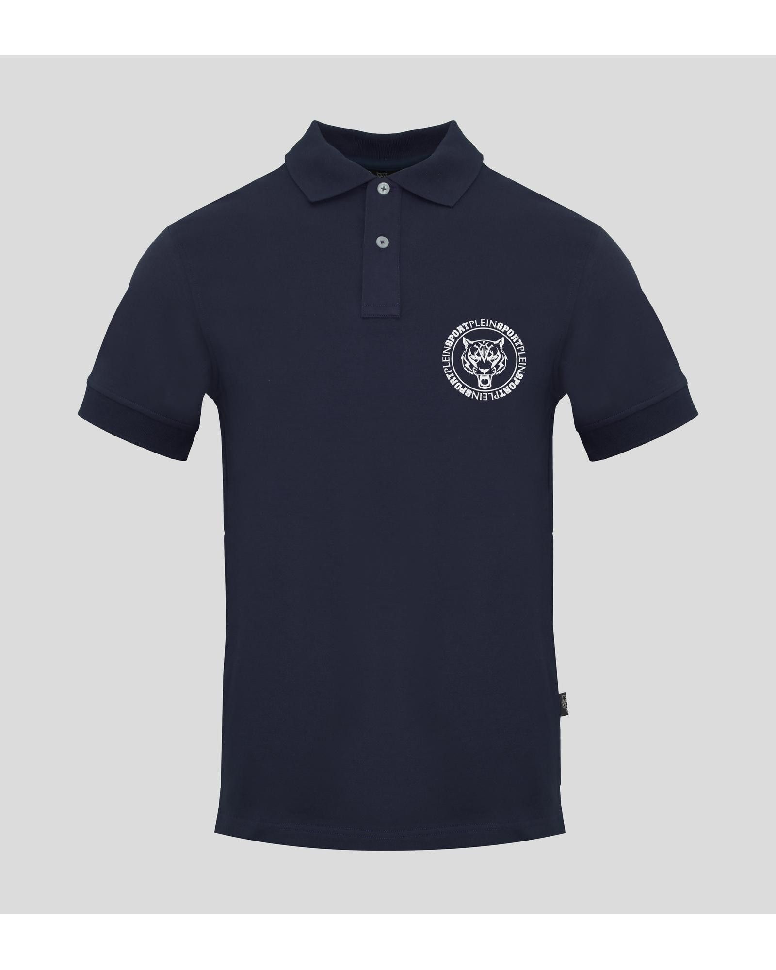 image of Philipp Plein Button-Fastening Solid Polo Shirt in Blue, Men's (Size Medium)