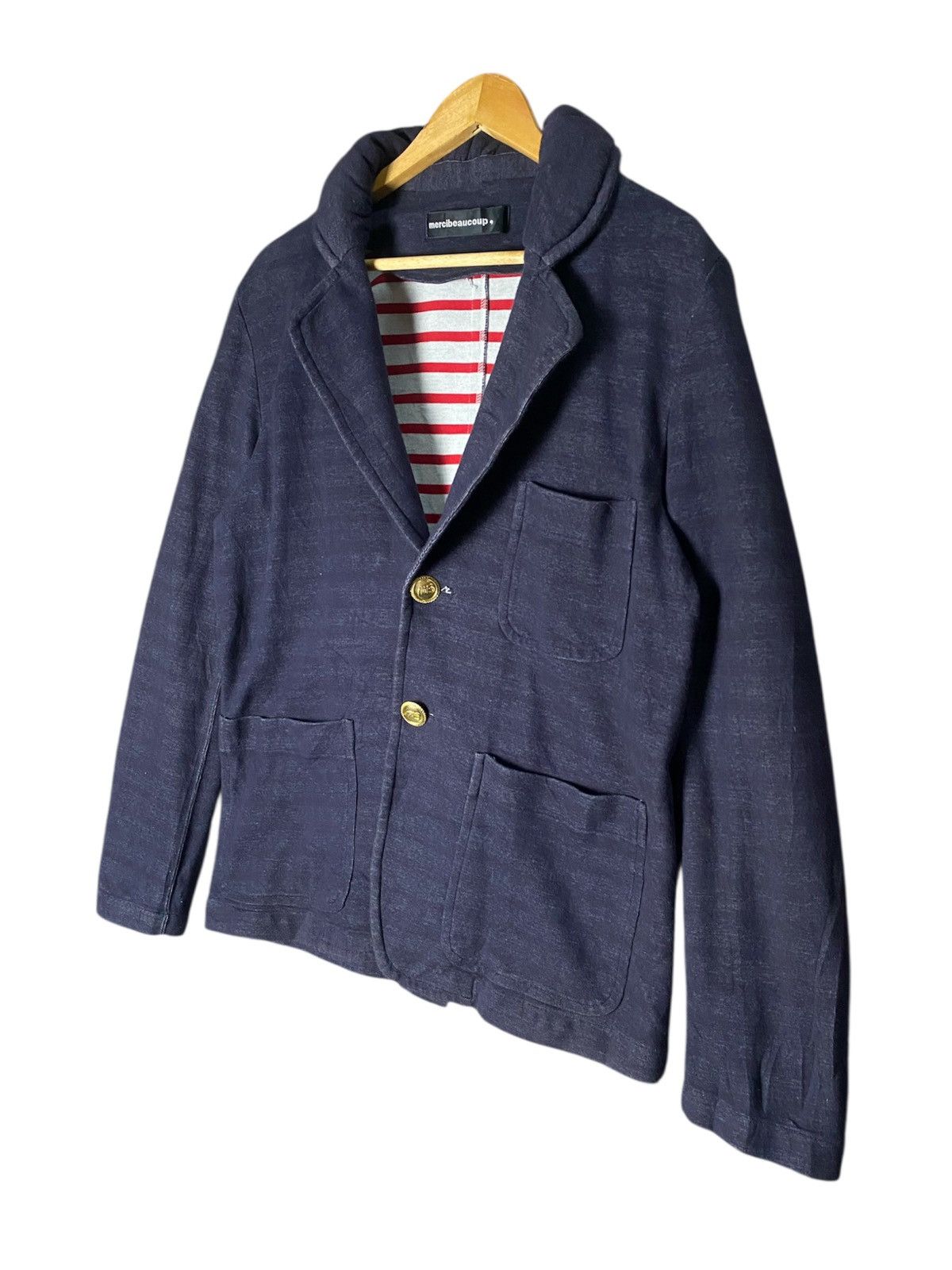 Issey Miyake Mercibeaucoup Issey Miyake Indigo Stripe Jacket Size US M / EU 48-50 / 2 - 2 Thumbnail
