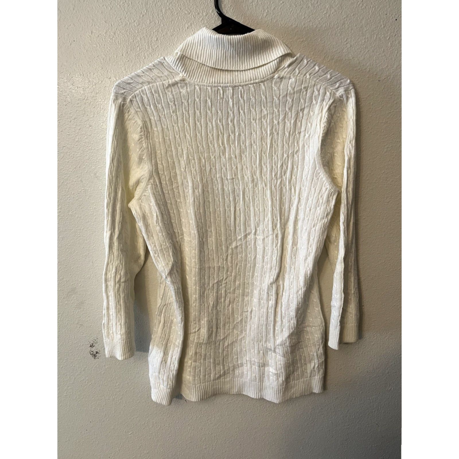 Croft & Barrow Croft & Barrow Womens Cotton Cable Knit Pullover Sweater White Long Sleeve Large Women s Size L / US 10 / IT 46 - 3 Thumbnail