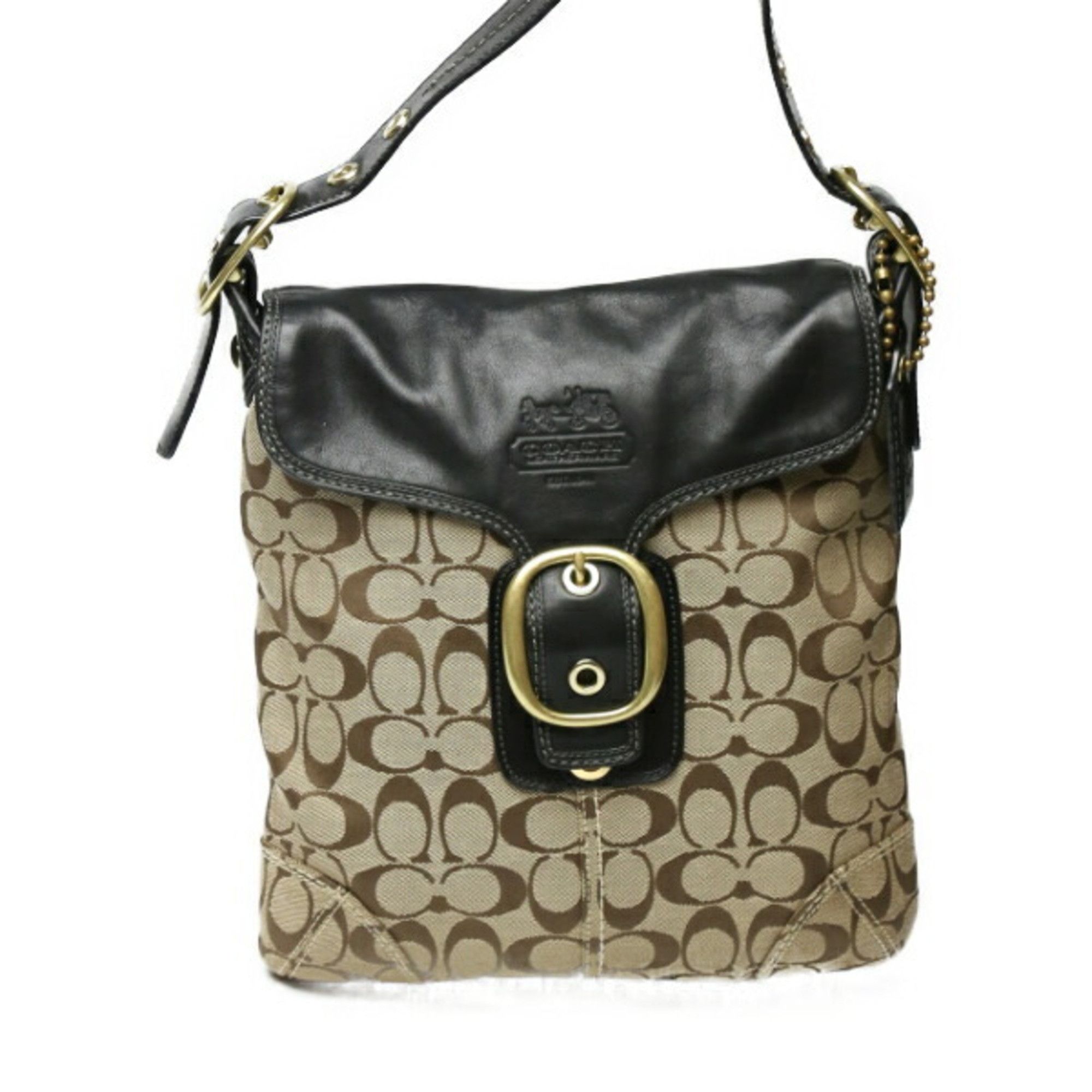 image of Coach Crossbody Signature 11436 Coach Black X Beige Shoulder Bag, Women's