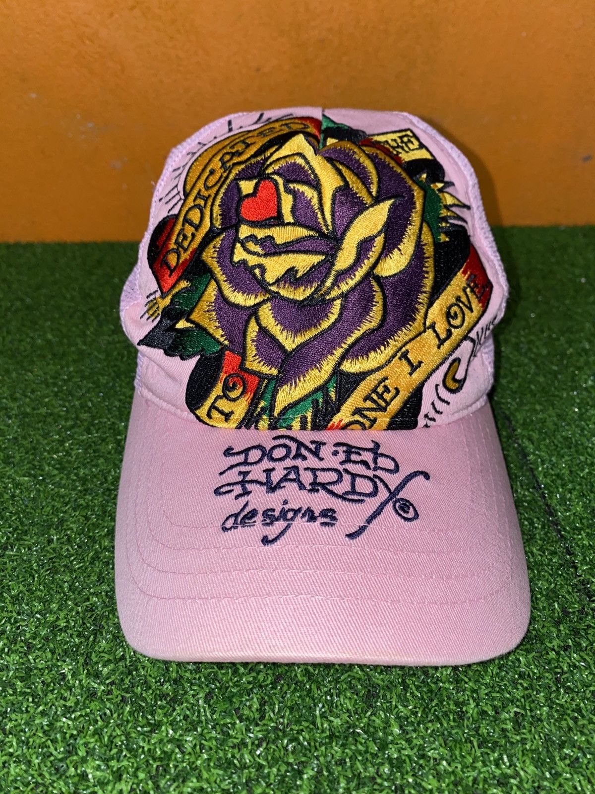 Ed Hardy Vintage Ed Hardy Pink Trucker Cap – Rose Embroidery Snapback Size ONE SIZE - 4 Thumbnail