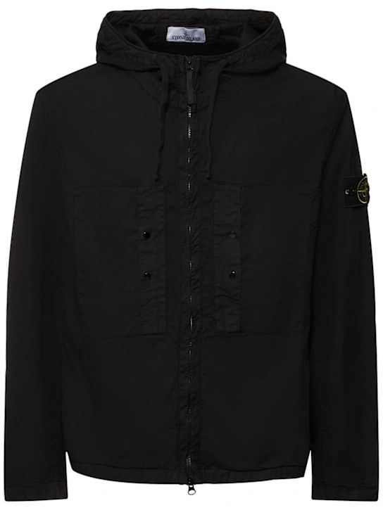 o1lsvrm0425 Short Stretch Cotton Parka in Black