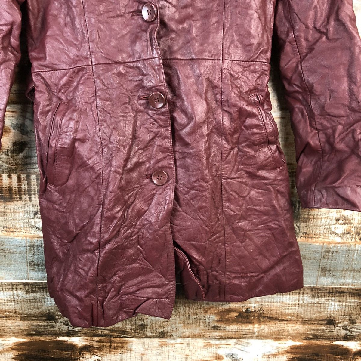 Vintage Alfredo Versace Maroon Leather Jacket #A2468 Size S / US 4 / IT 40 - 6 Thumbnail