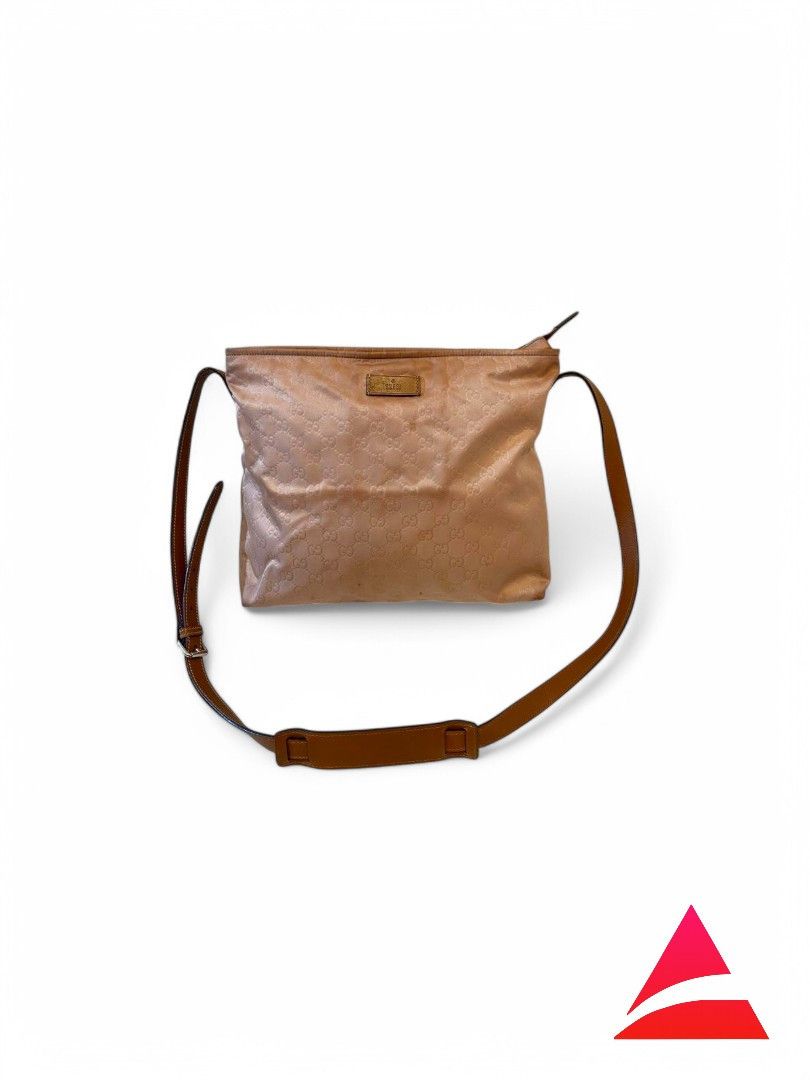 Gucci Gucci - Pink Nylon Leather Shoulder Bag Crossbody GG Size ONE SIZE - 1 Thumbnail