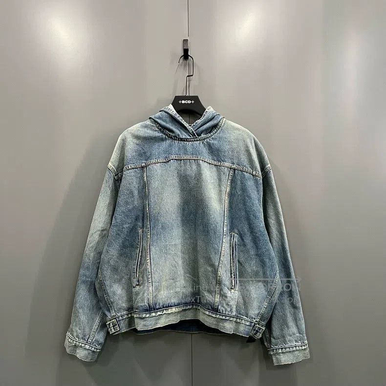 Balenciaga Balenciaga Blue Hooded Denim Jacket Size US S / EU 44-46 / 1 - 1 Thumbnail