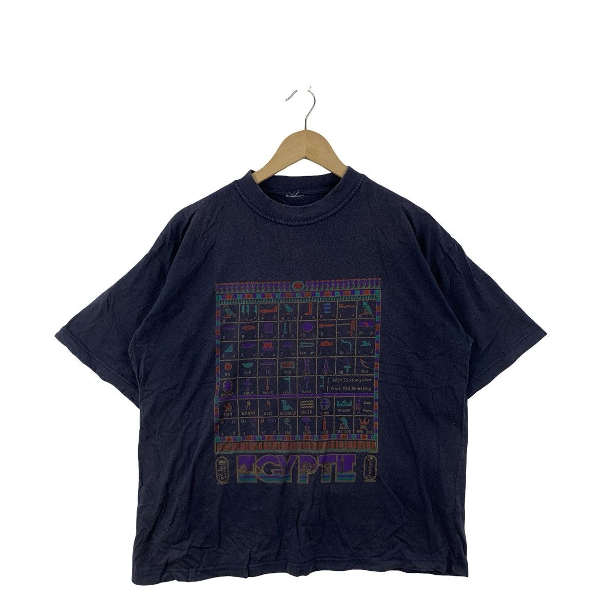 Vintage Vintage Egypt Hieroglyphic Graphic Ancient Symbols Print Tee Size US L / EU 52-54 / 3 - 4 Thumbnail