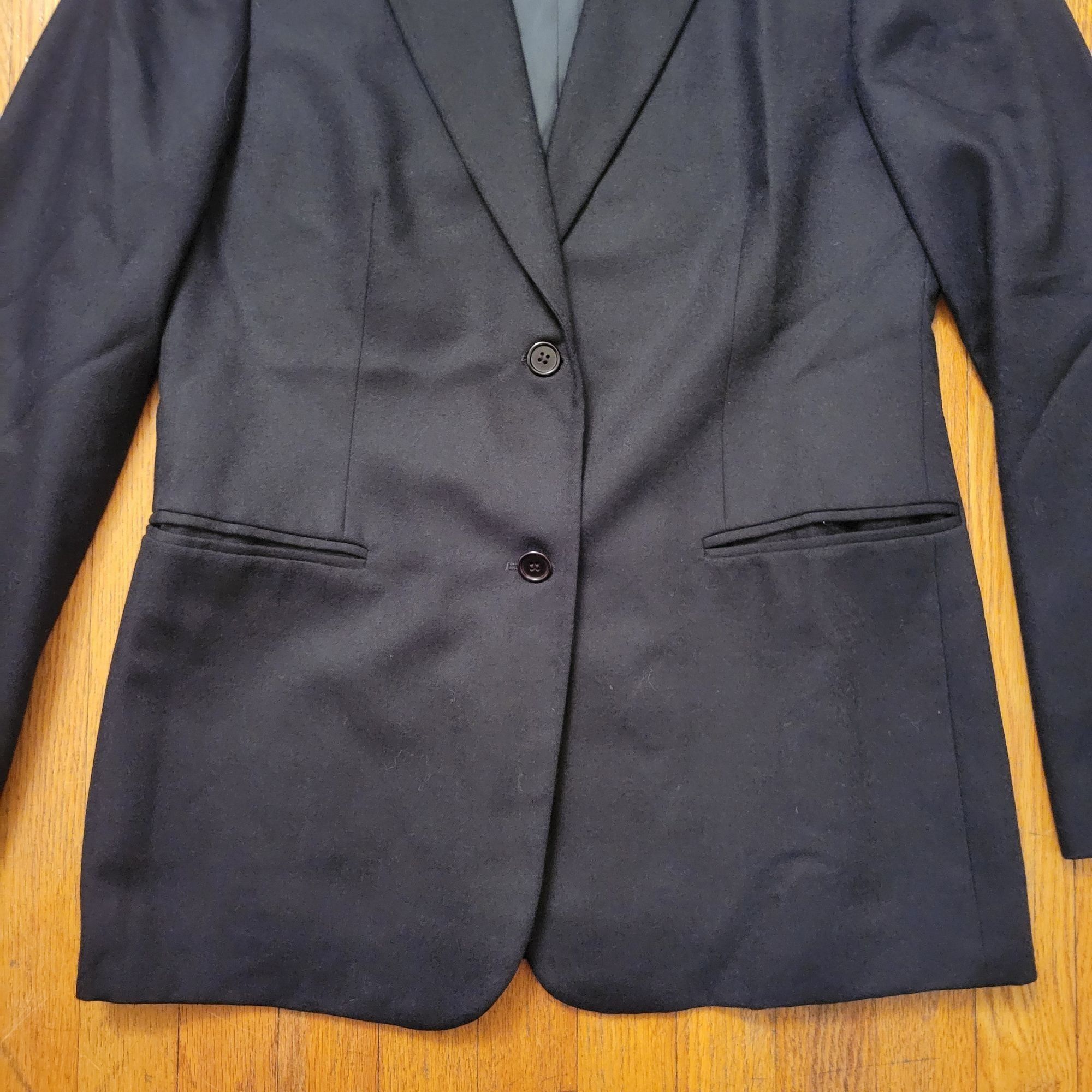 Benetton Benetton Wool Blazer Jacket 46 Italy Black Preppy Twee Acade Size 46R - 3 Thumbnail