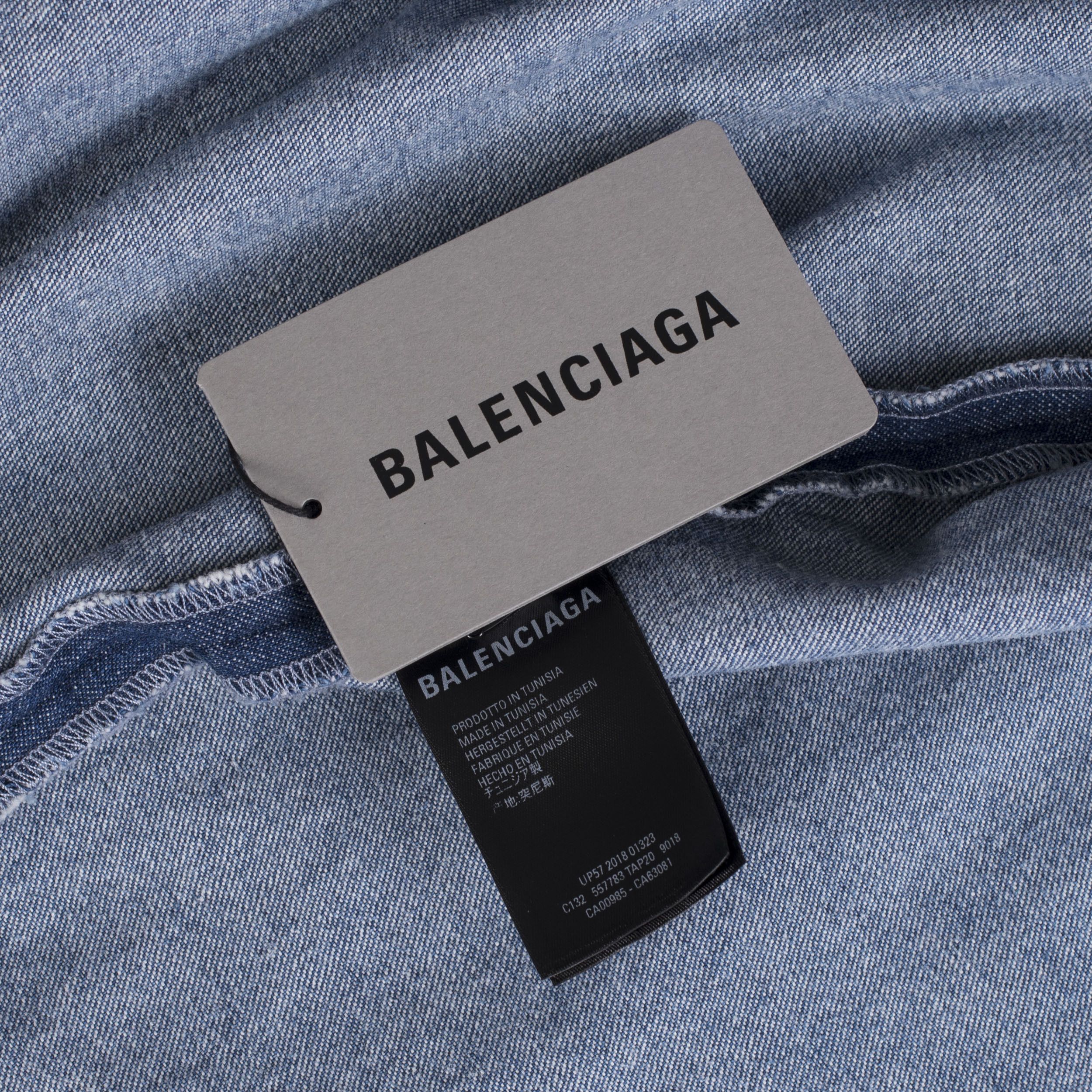 Balenciaga I Love Techno Embroidered Oversized Denim Shirt Size US S / EU 44-46 / 1 - 14 Thumbnail