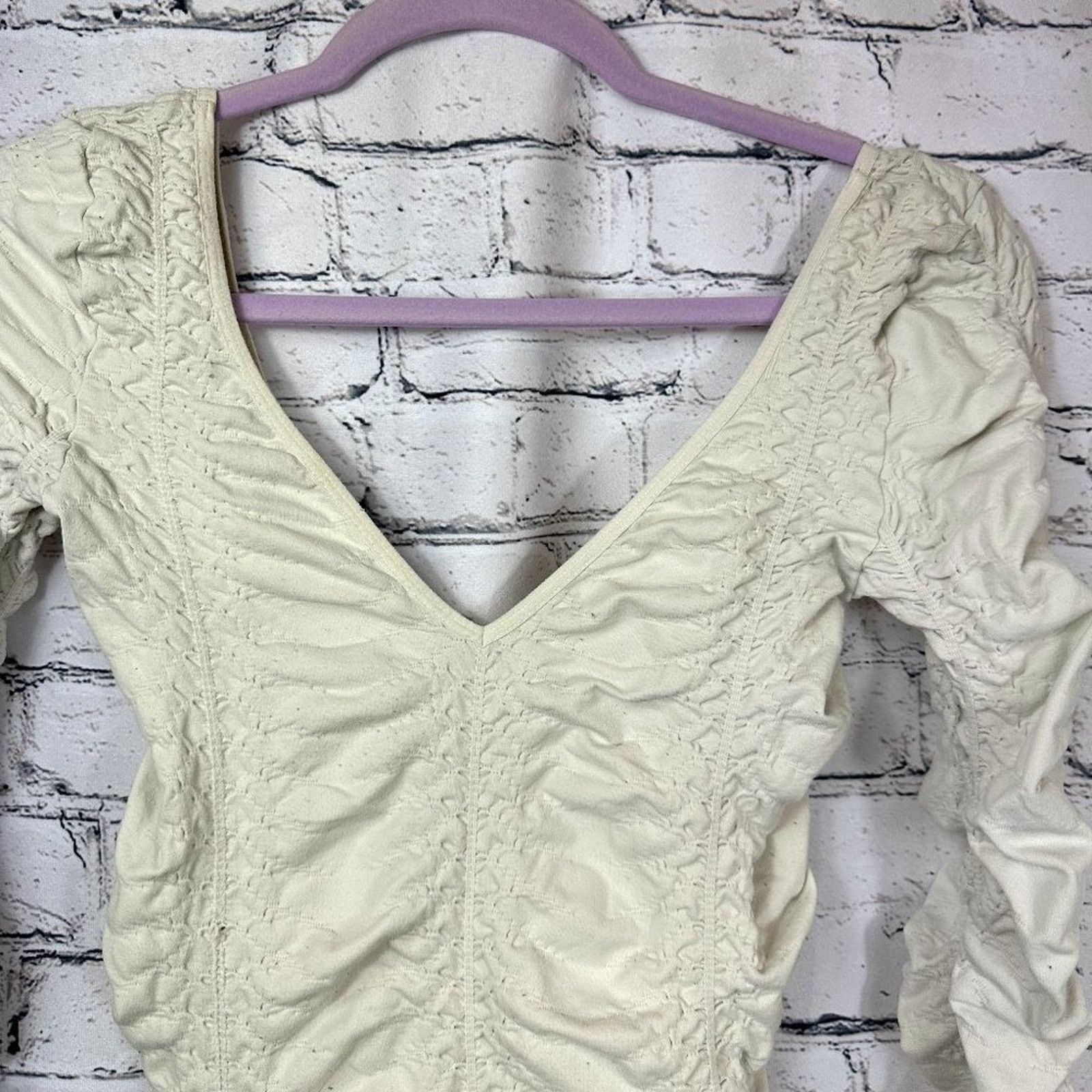 Free People Free People Intimately Ruched Bodysuit - Cream - size M/L Size ONE SIZE - 4 Thumbnail