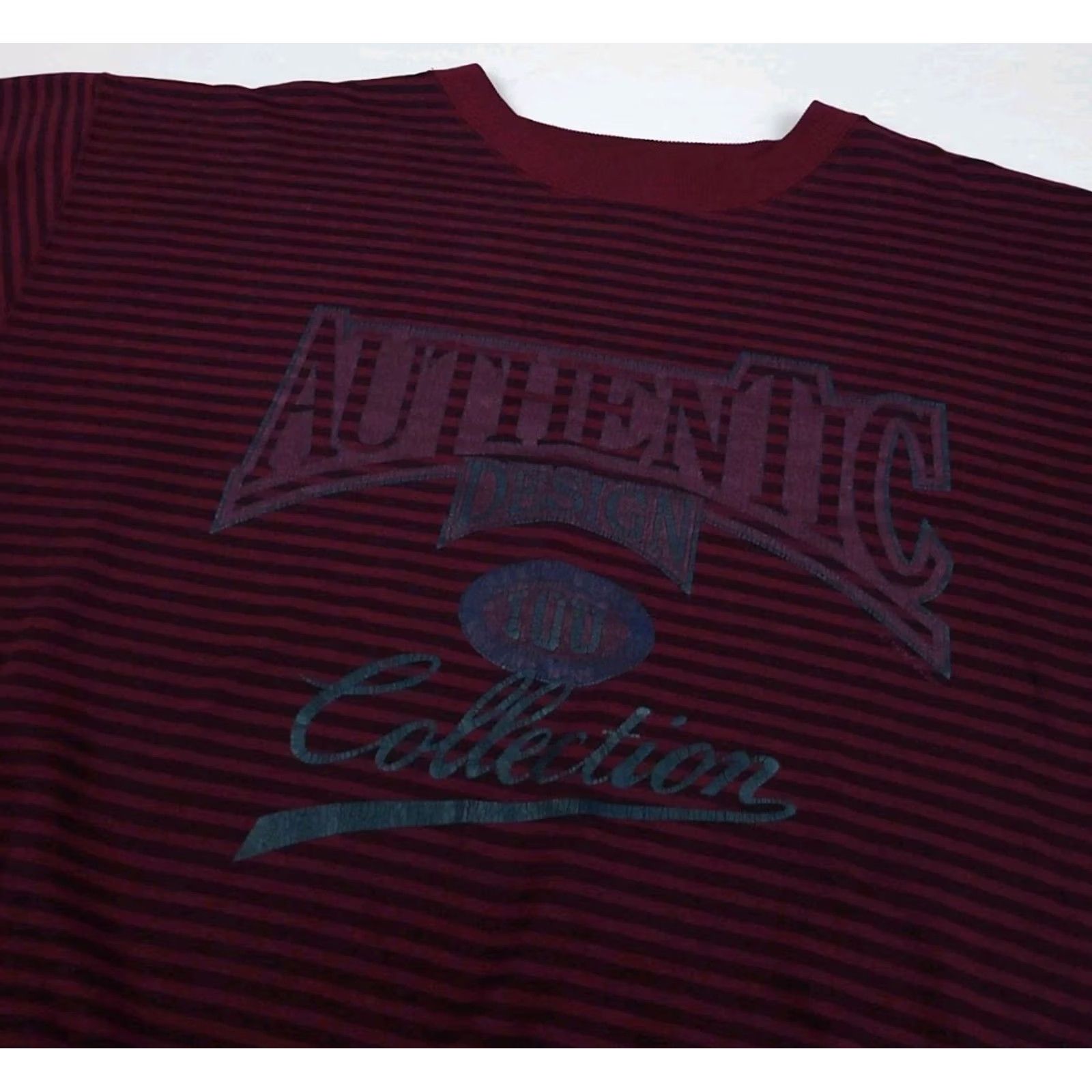 Vintage VINTAGE Shirt Mens L Red IOU Authentic Collection Print Striped Sweatshirt Vtg 90s USA Size US L / EU 52-54 / 3 - 3 Thumbnail