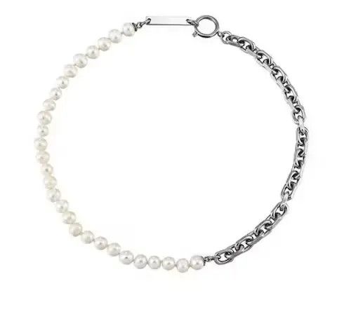 VIBE Unisex punk chain pearl necklace trendy jewelry Size ONE SIZE - 4 Thumbnail