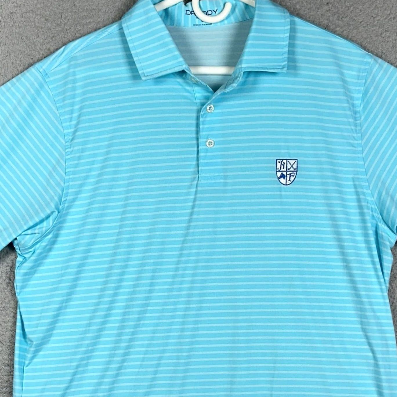 Vintage B. Draddy Sport Polo Shirt Men L Blue Stripe Shirt Golf Performance Stretch Size US L / EU 52-54 / 3 - 2 Thumbnail