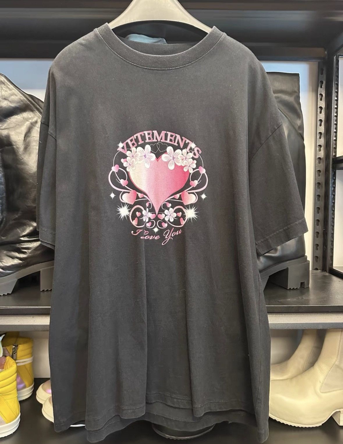 Vetements Vetements Heart Rhinestone Short Sleeve Tee. | Grailed