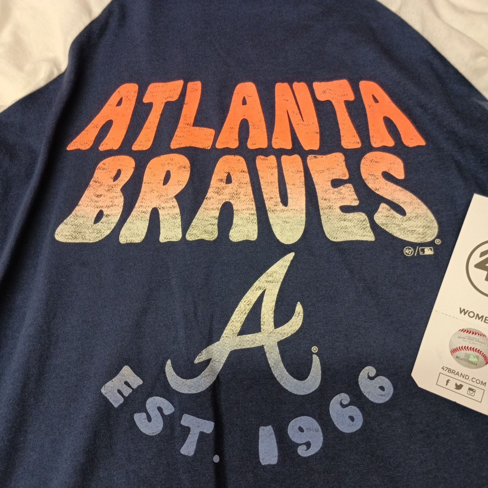 47 ATLANTA BRAVES Women's 3/4 Sleeve Tee Shirt S Atlas Blue Size S / US 4 / IT 40 - 2 Thumbnail