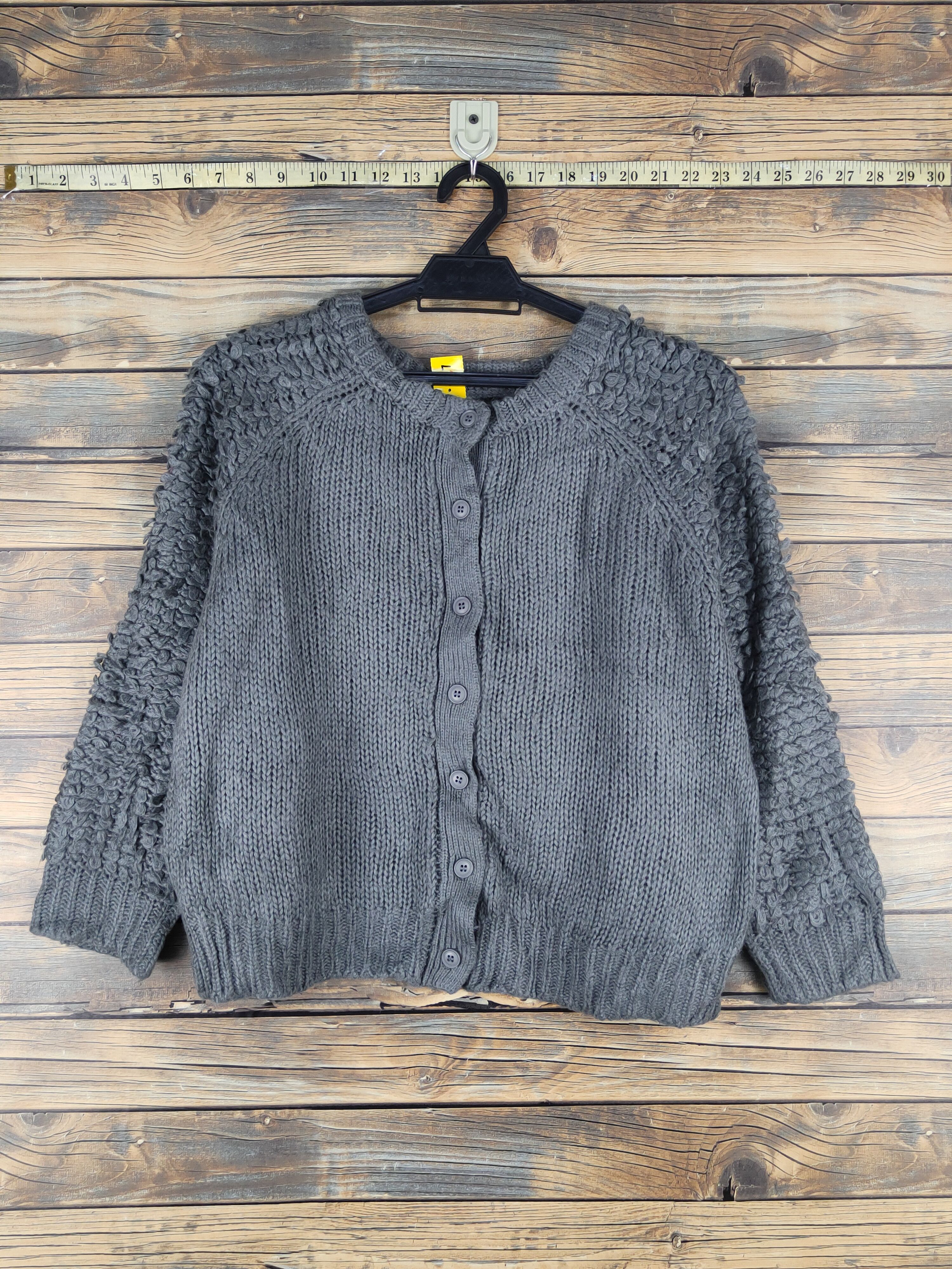 Japanese Brand Melrose Claire Dark Gray knitwear Cardigan #W1359 Size S / US 4 / IT 40 - 1 Thumbnail