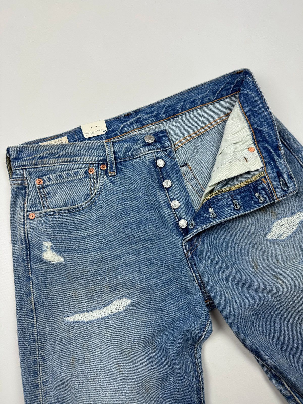 Levi's NWT Levi’s 501 Distressed Repaired Washed Denim Jeans Size US 32 / EU 48 - 8 Thumbnail