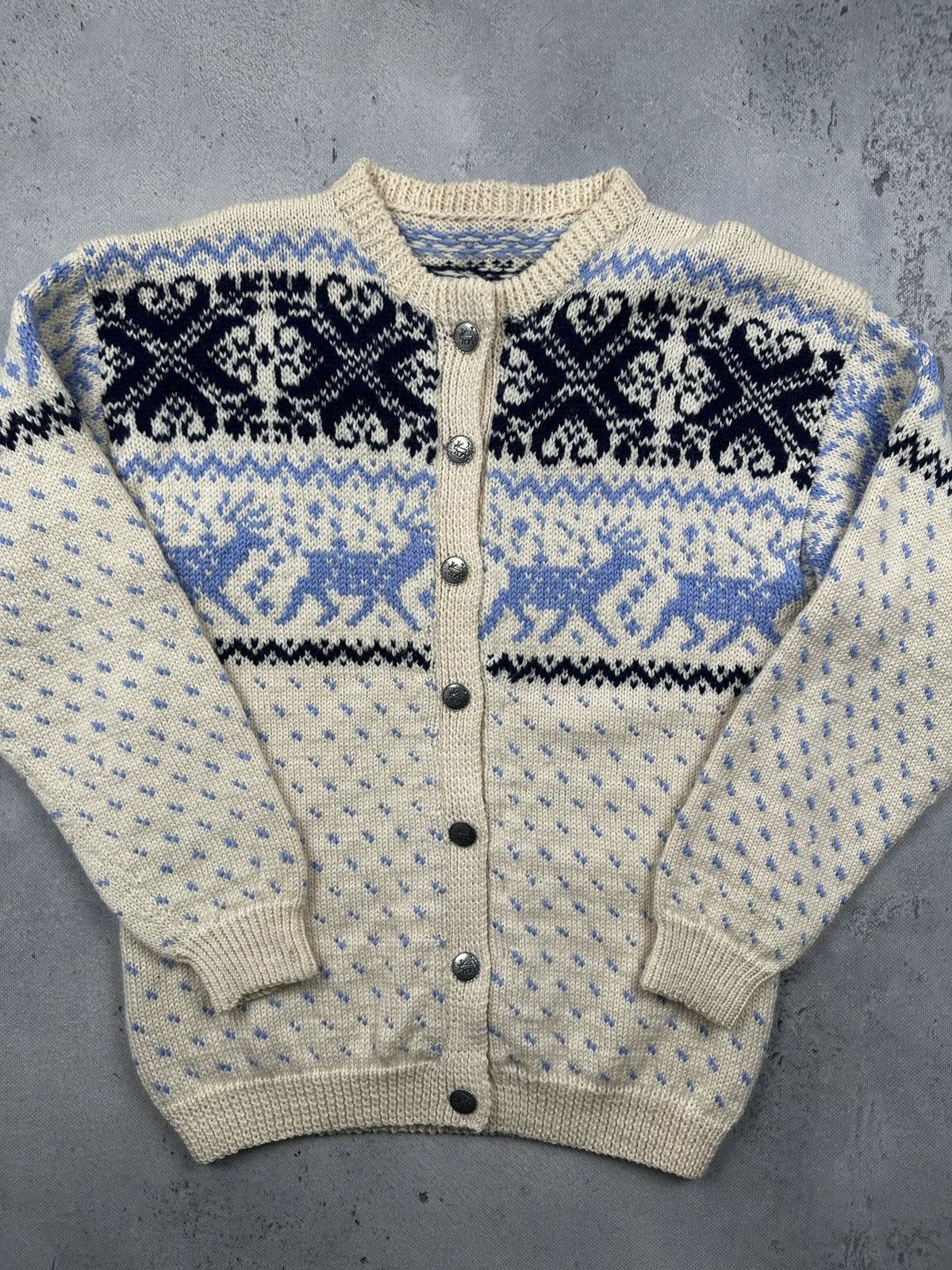 Dale Of Norway Vintage Norwegian Nordic Wool Cardigan Deer Button Folk Knit Size L / US 10 / IT 46 - 12 Thumbnail