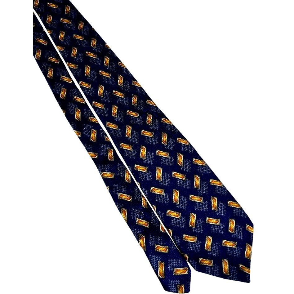 Robert Talbott Robert Talbott Necktie Blue Gold Finest Silk Geometric Tie Size ONE SIZE - 6 Thumbnail
