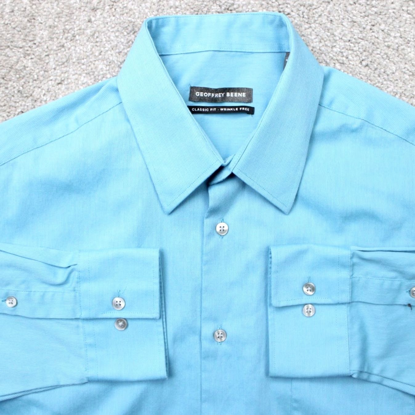 Geoffrey Beene Geoffrey Beene Dress Shirt Mens 16.5 34/35 Blue Classic Fit L/S Button-Down Collar-Blue 60% Cotton 40% Polyester Regular Size Type Regular Bedside? Size 46R - 2 Thumbnail