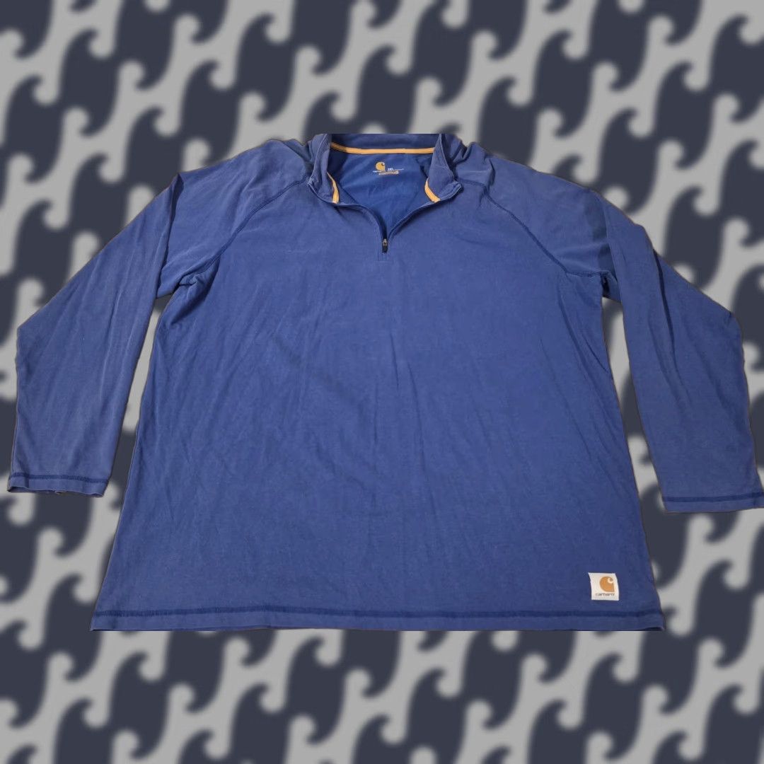 Carhartt VINTAGE Carhartt Pullover Mens 2XL Blue Quarter Zip Long Sleeve Relaxed Fit Workwear Size US XXL / EU 58 / 5 - 1 Thumbnail