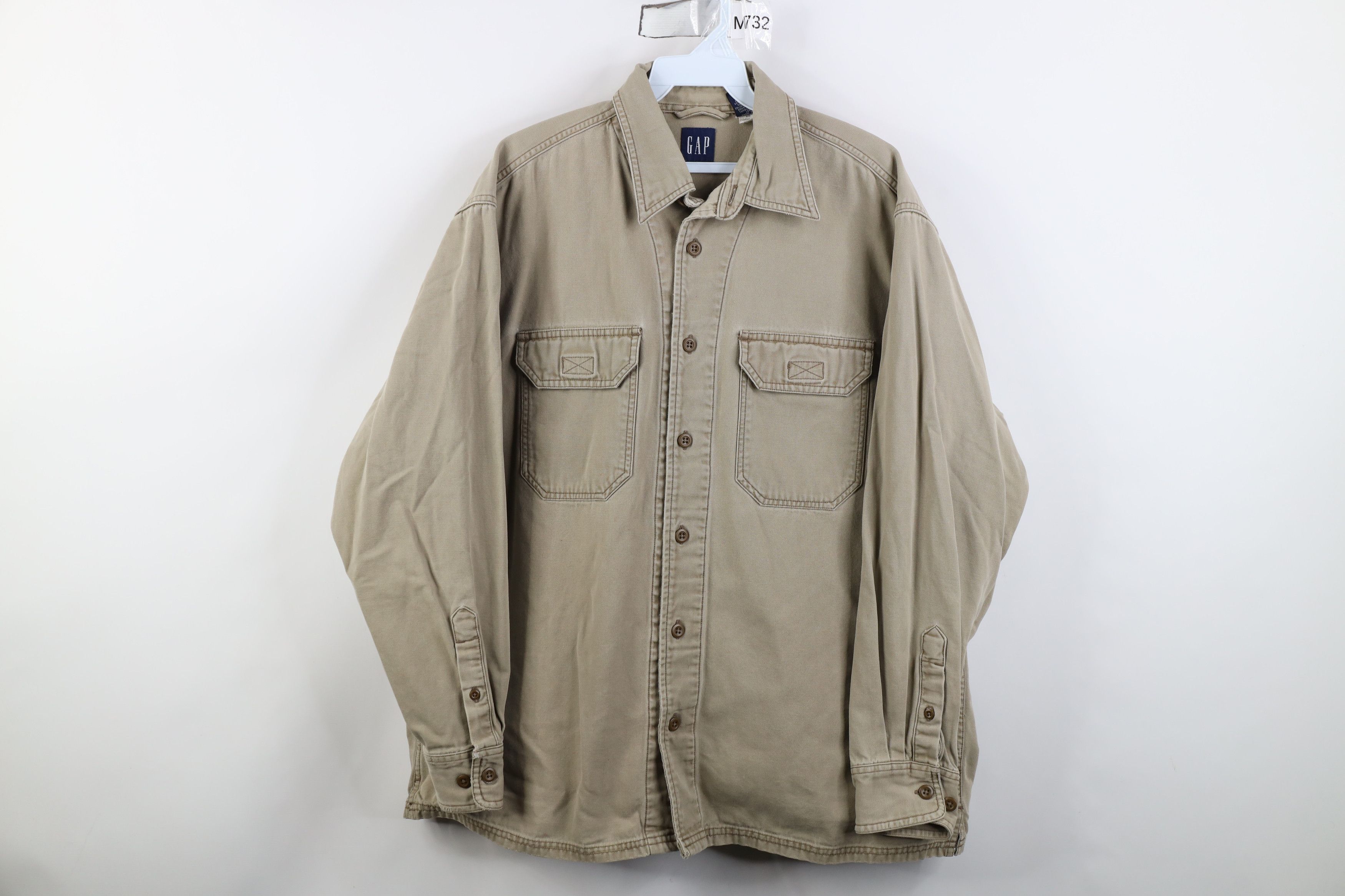 Gap Vintage 90s Gap Heavyweight Collared Button Shirt Beige Size US M / EU 48-50 / 2 - 1 Thumbnail