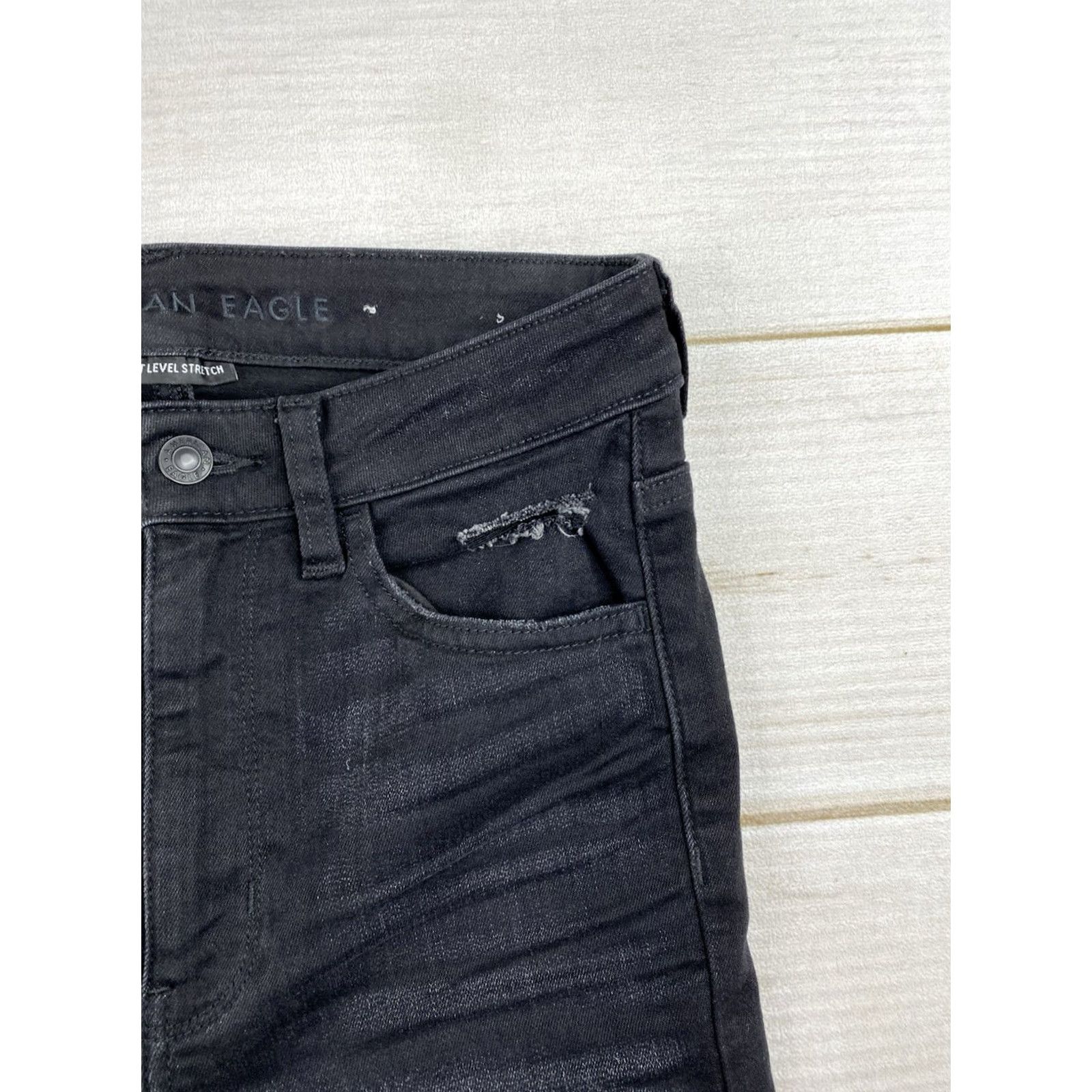 American Eagle Outfitters American Eagle Outfitters Jeans Womens 6P Black High Rise Jegging Slim 5-Pocket Distressed Denim Jeans Womens Size 28" / US 6 / IT 42 - 2 Thumbnail
